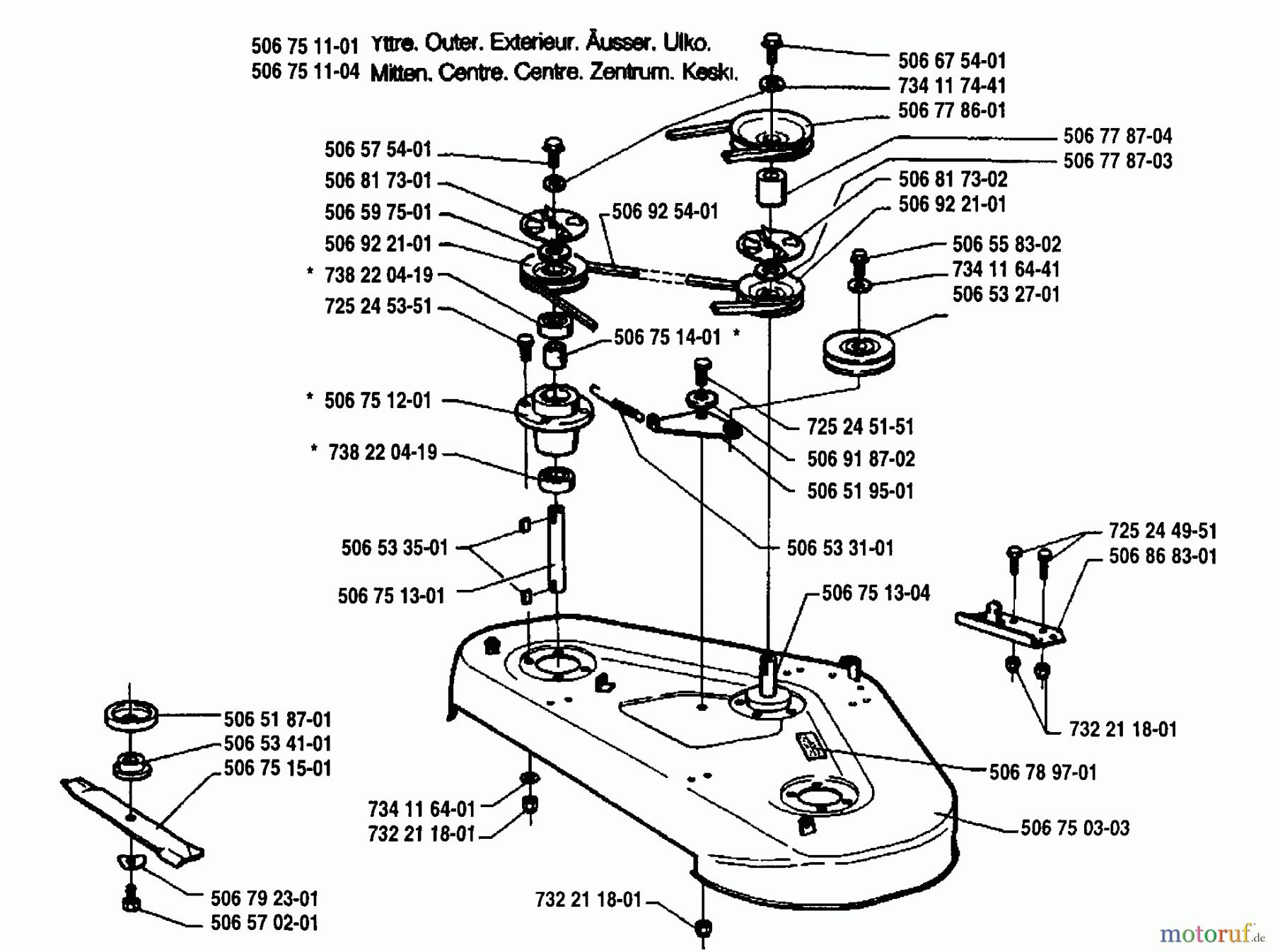  Husqvarna Reitermäher, Motor hinten Rider 1000 - Husqvarna Rear-Engine Rider (1995-03 & After) Cutter Deck Assembly (R 1000)