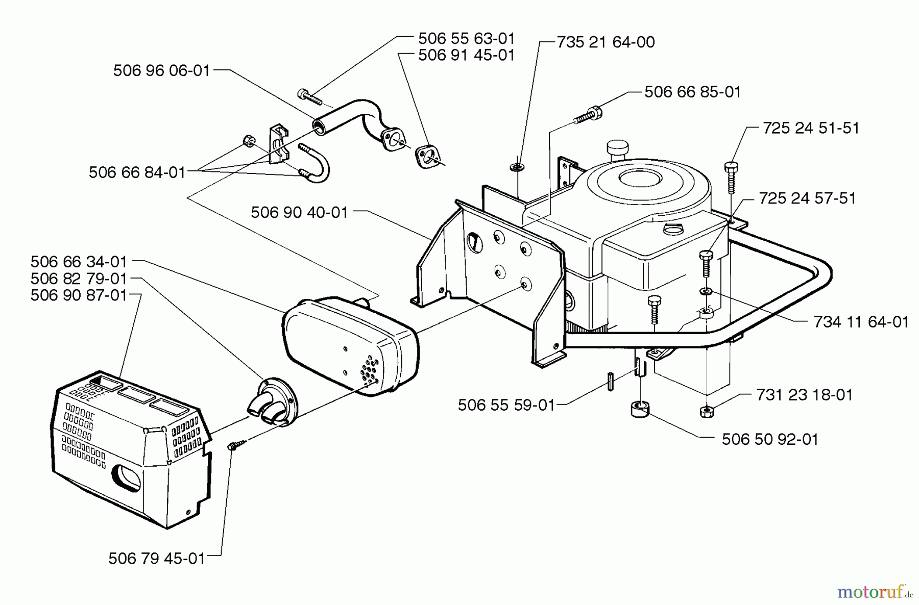 Husqvarna Reitermäher, Motor hinten Rider 970 HST - Husqvarna Swedish Rider (1997-02 & After) Engine Assembly