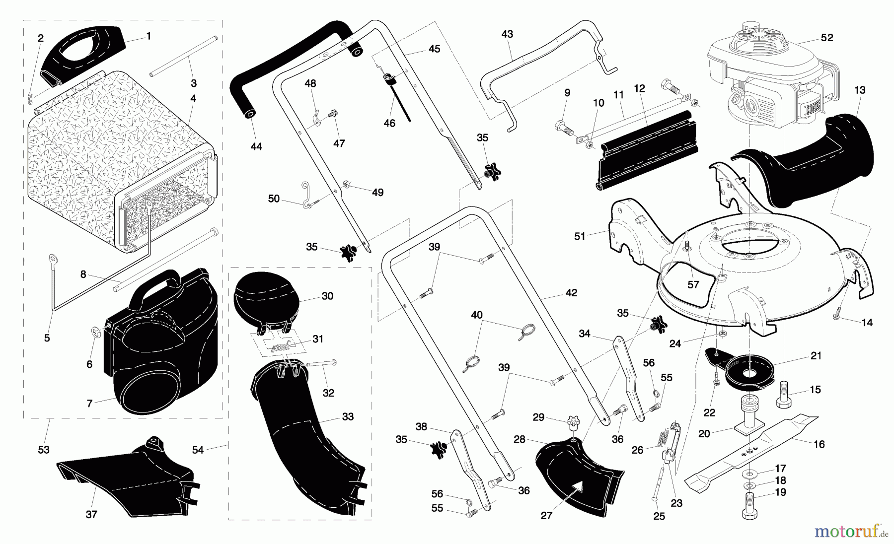 Husqvarna Rasenmäher 55R21 HV (96143000500) - Husqvarna Walk-Behind Mower (2005-01 & After) Handle & Deck Assembly