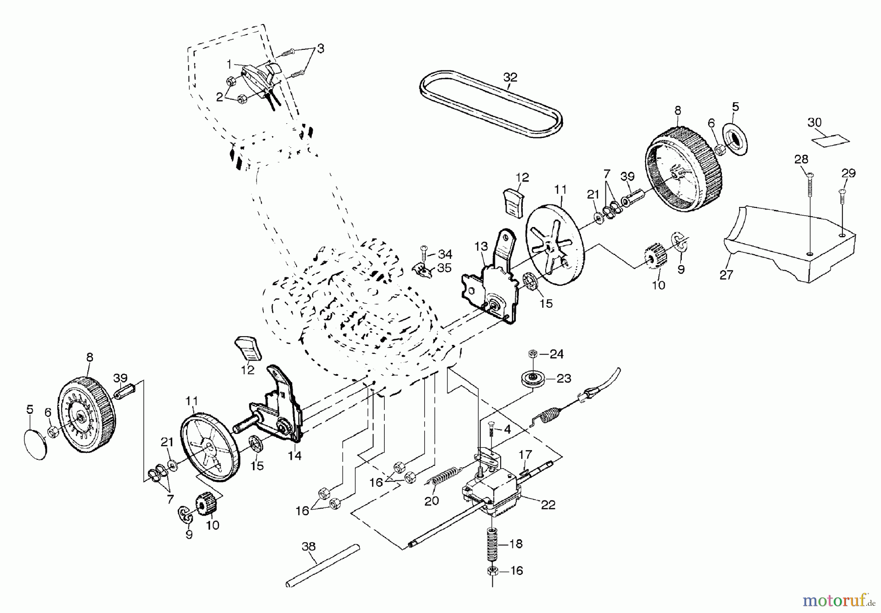 Husqvarna Rasenmäher 56 DHS (954069101A) - Husqvarna Walk-Behind Mower (1994-01 to 1995-03) Drive Assembly