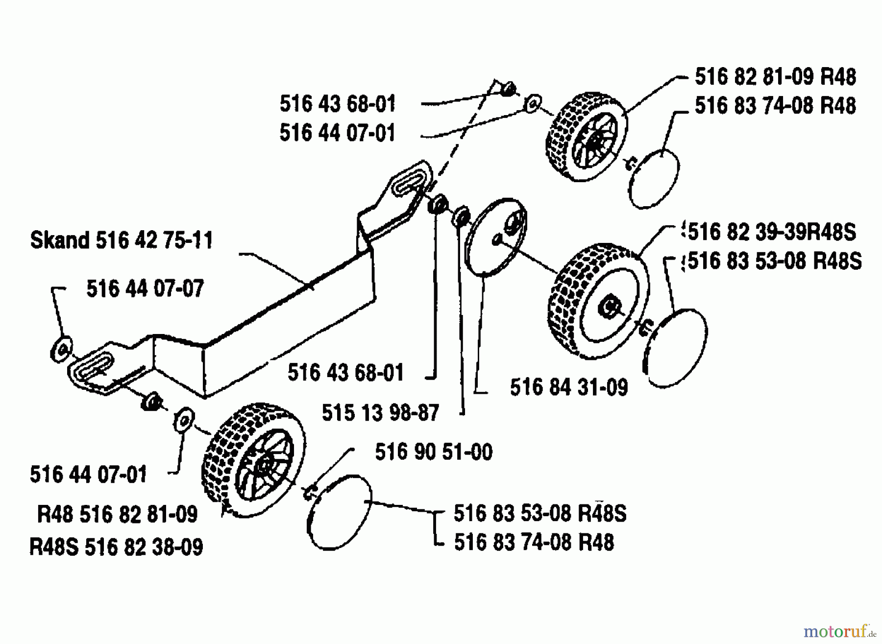  Husqvarna Rasenmäher Royal 48 S - Husqvarna Walk-Behind Mower (1993-05 & After) Wheel Assembly