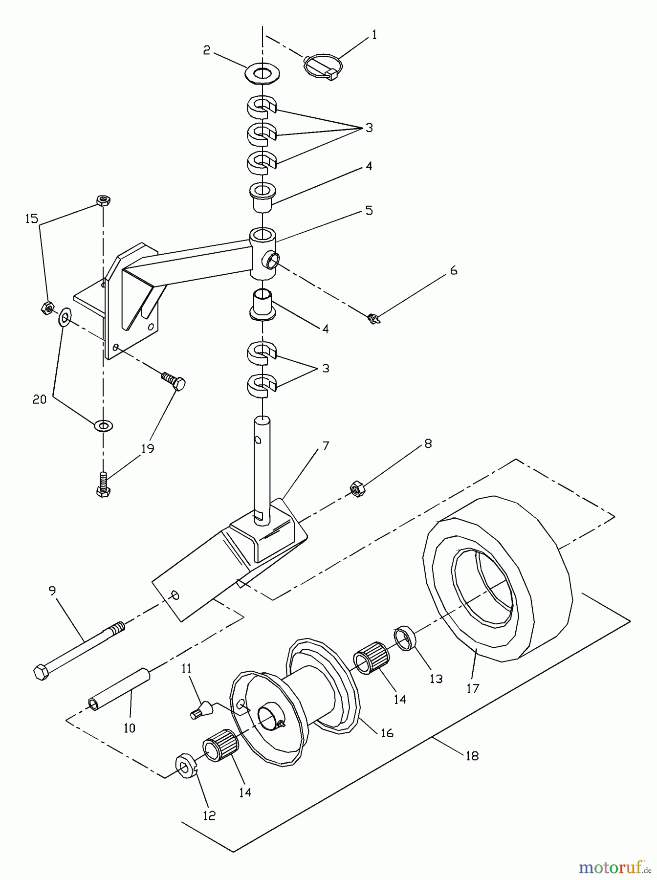  Husqvarna Rasenmäher für Großflächen W 3613A (968999108) - Husqvarna Wide-Area Walk-Behind Mower (2001-02 & After) Front Caster