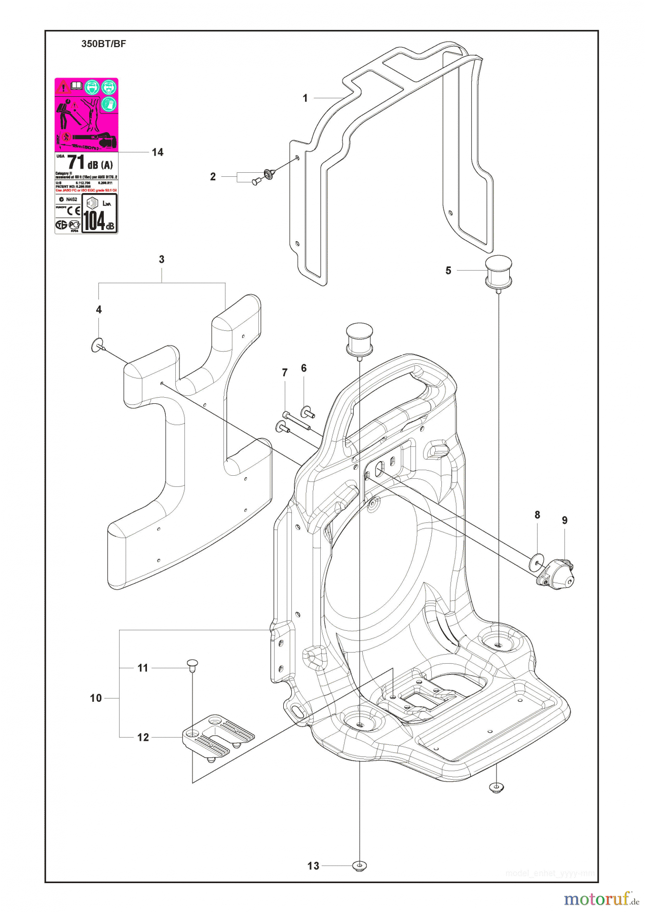 Husqvarna Bläser / Sauger / Häcksler / Mulchgeräte 350 BF - Husqvarna Backpack Blower (2009-03 & After) Frame