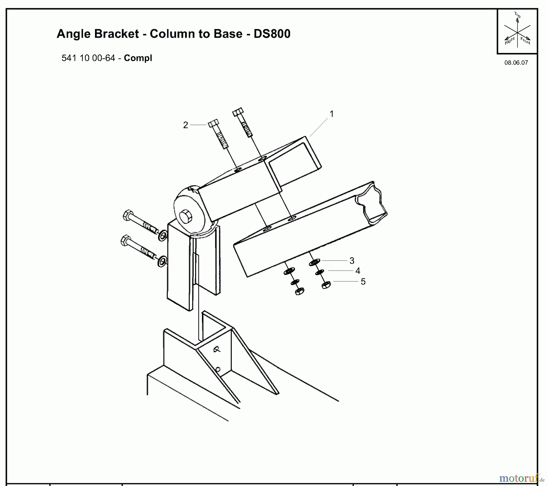  Husqvarna Zubehör DS800 (504625401) - Husqvarna Drill Stand (2007-12 & After) Angel Bracket - Column to Base