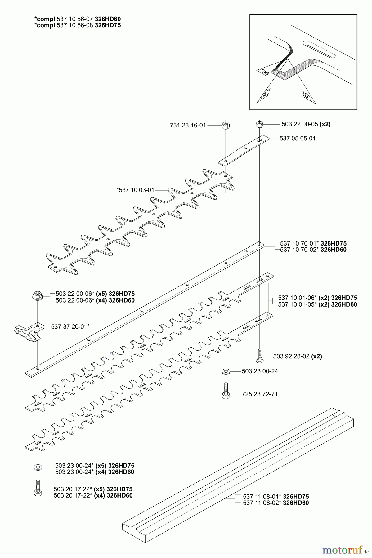  Husqvarna Heckenscheren 326 HD 75X - Husqvarna Hedge Trimmer (2006-07 & After) Cutter Bar