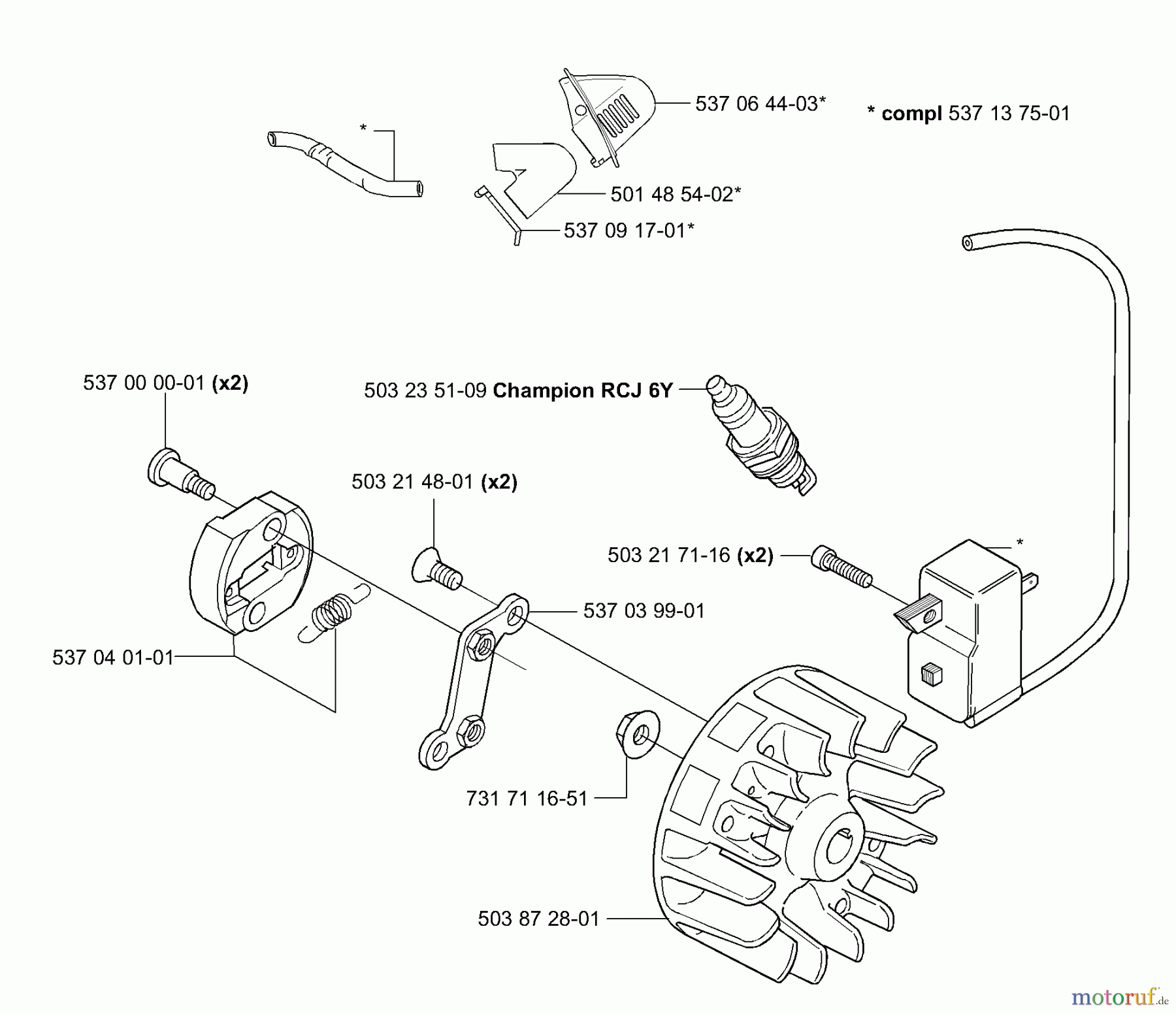  Husqvarna Heckenscheren 326 HE 4 - Husqvarna Hedge Trimmer (E-tech 2 & After) Ignition / Flywheel