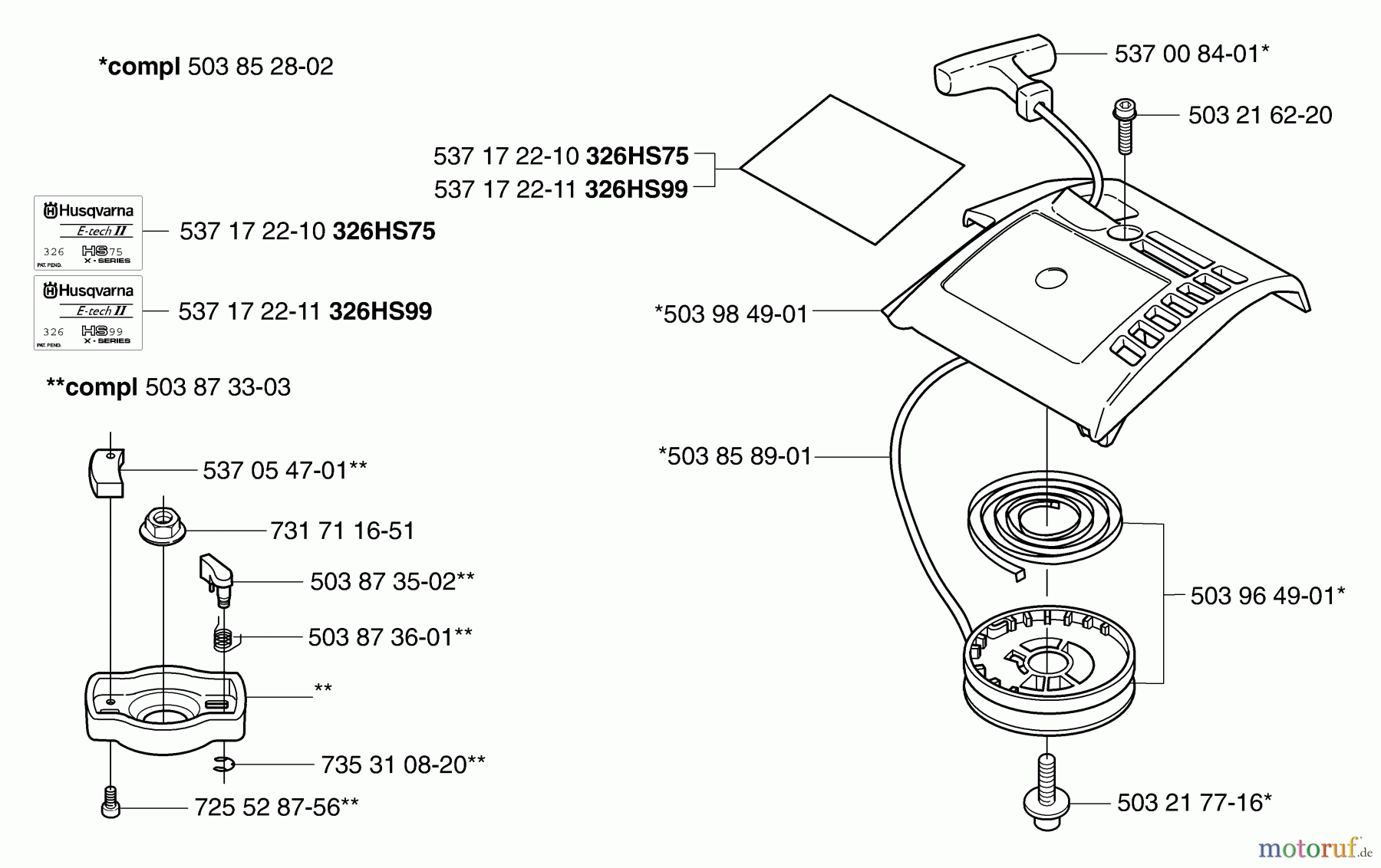 Husqvarna Heckenscheren 326 HS 99X - Husqvarna Hedge Trimmer (2002-01 to 2002-12) Starter