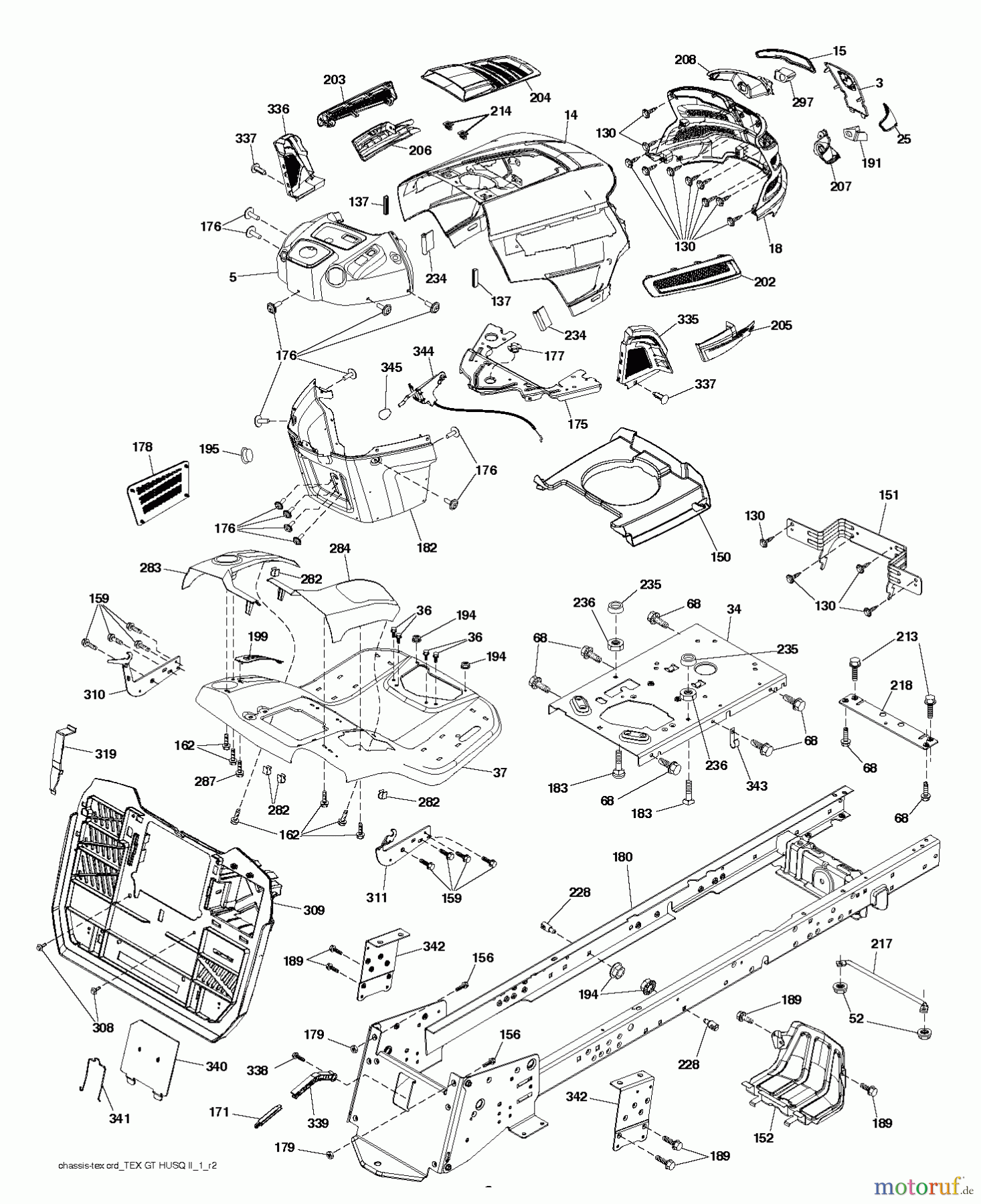 Husqvarna Rasen und Garten Traktoren CTH 163T (96051000300) - Husqvarna Lawn Tractor (2011-03 & After) CHASSIS / FRAME