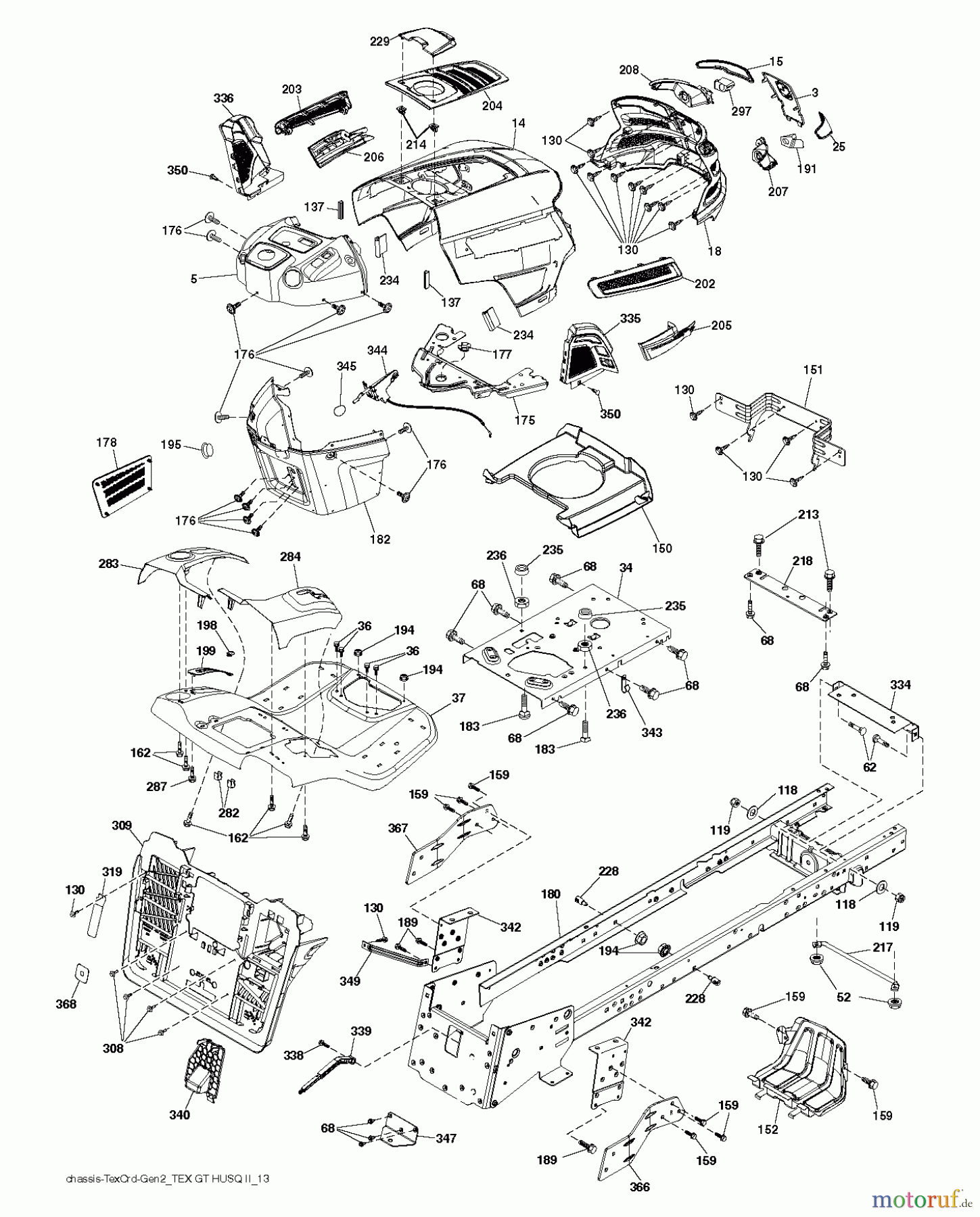  Husqvarna Rasen und Garten Traktoren CTH 184T (96051009500) - Husqvarna Lawn Tractor (2013-06) CHASSIS / FRAME