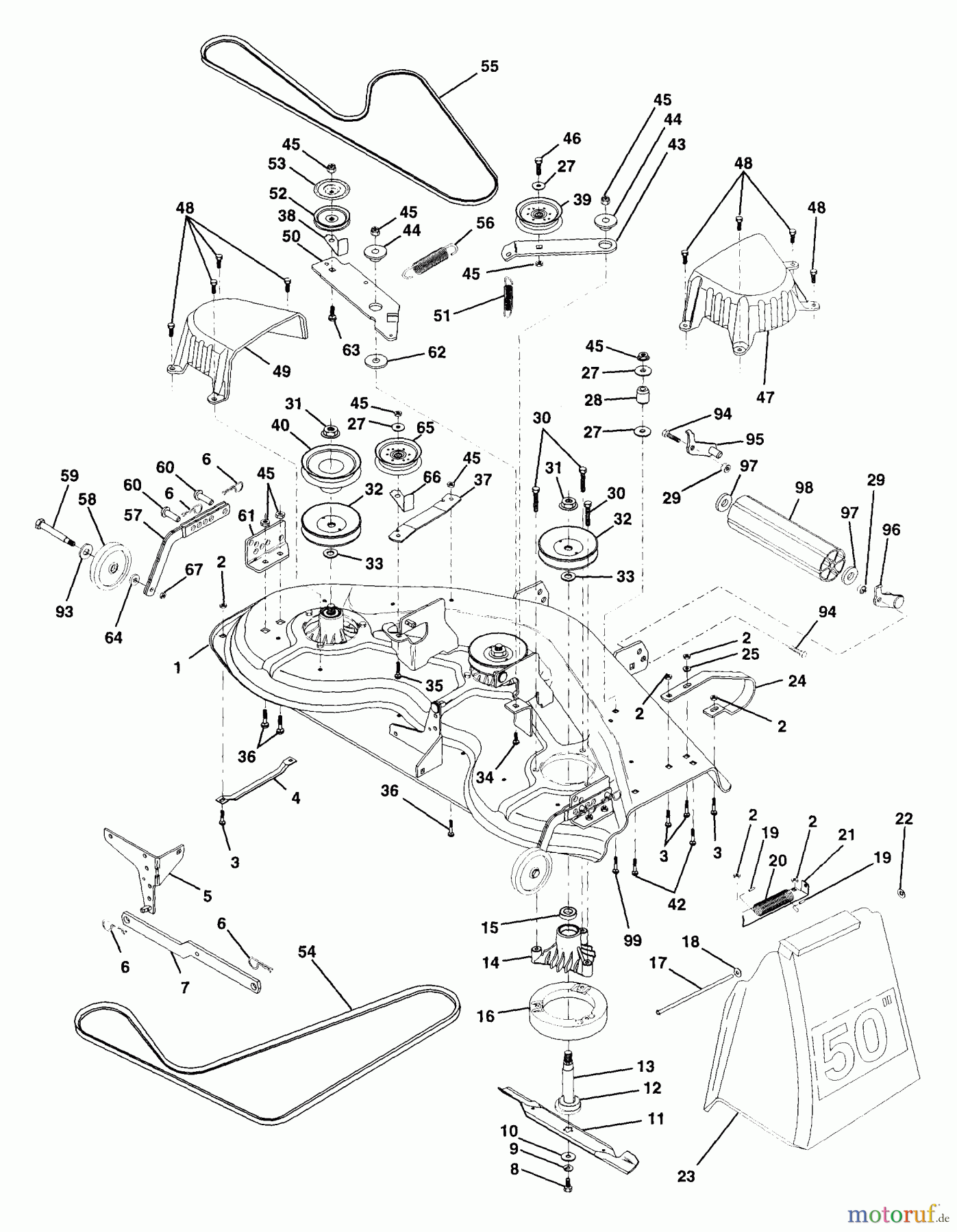 Husqvarna Rasen und Garten Traktoren GT 200 (954002012A) - Husqvarna Garden Tractor (1995-06 & After) Mower Deck