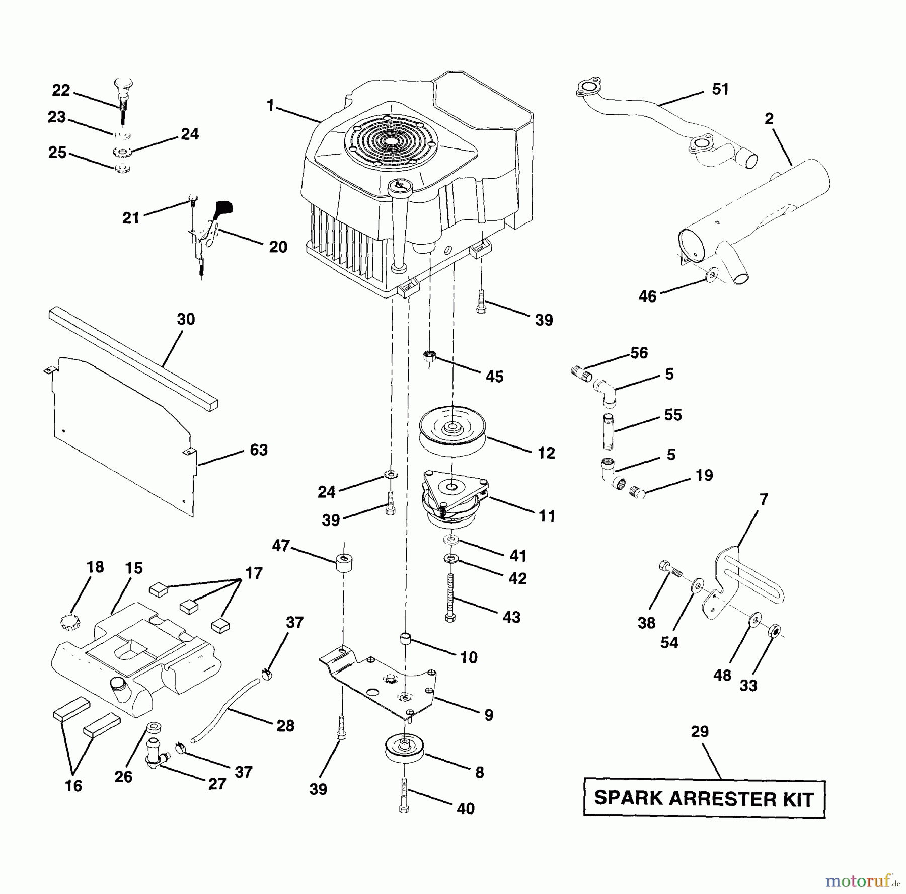 Husqvarna Rasen und Garten Traktoren GT 200 (954830156A) - Husqvarna Garden Tractor (1995-08 & After) Engine