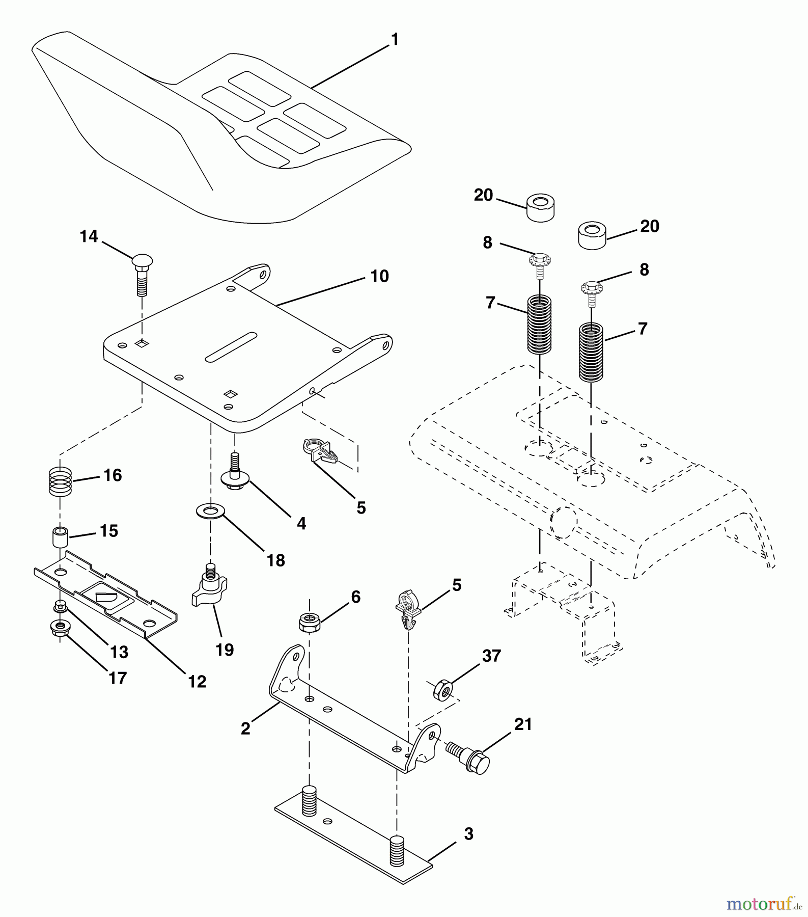 Husqvarna Rasen und Garten Traktoren GT 2254 (96023000500) - Husqvarna Garden Tractor (2005-05 & After) Seat Assembly