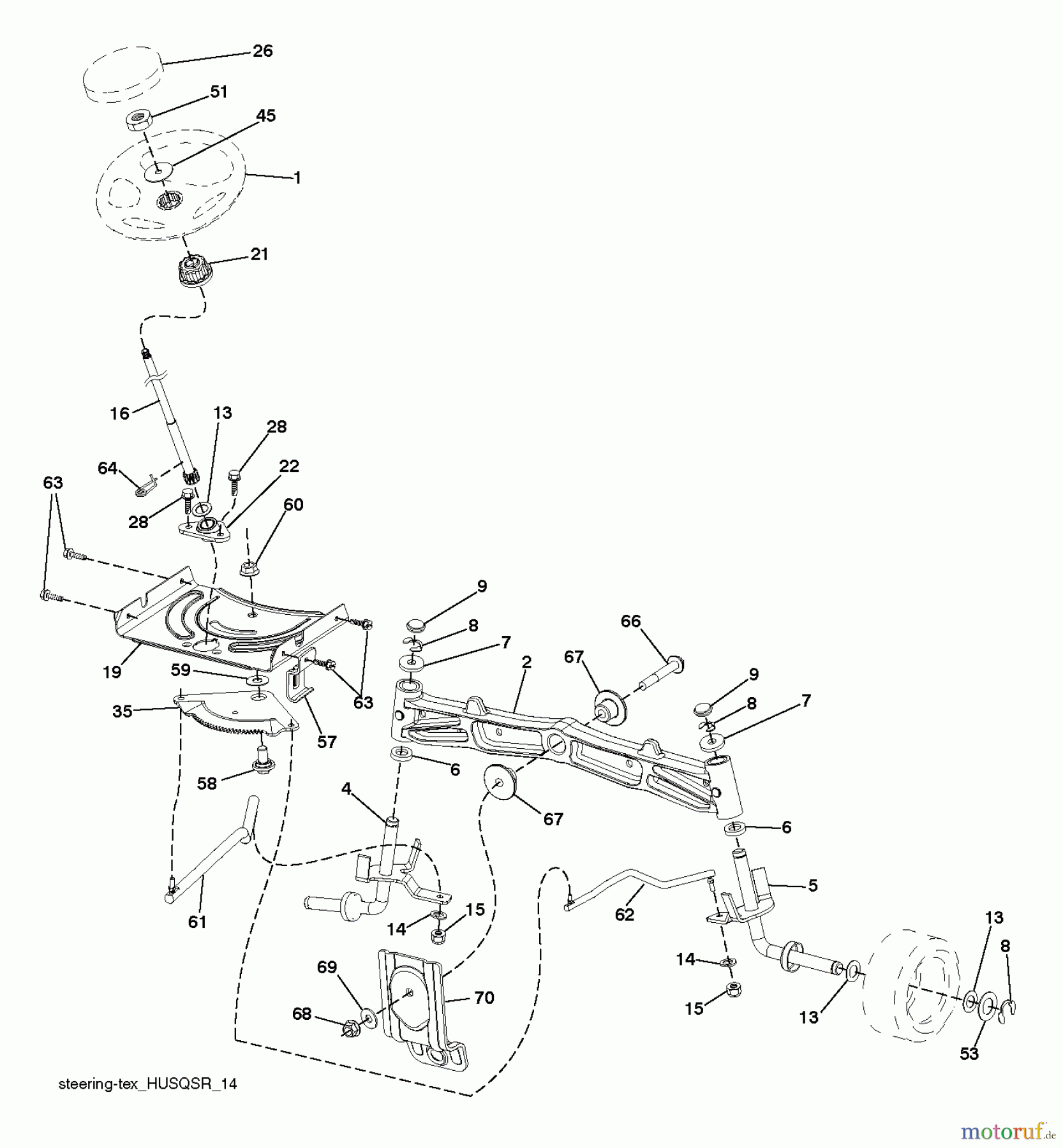  Husqvarna Rasen und Garten Traktoren LGT 2554 (96045001503) - Husqvarna Lawn Tractor (2012-02 & After) STEERING