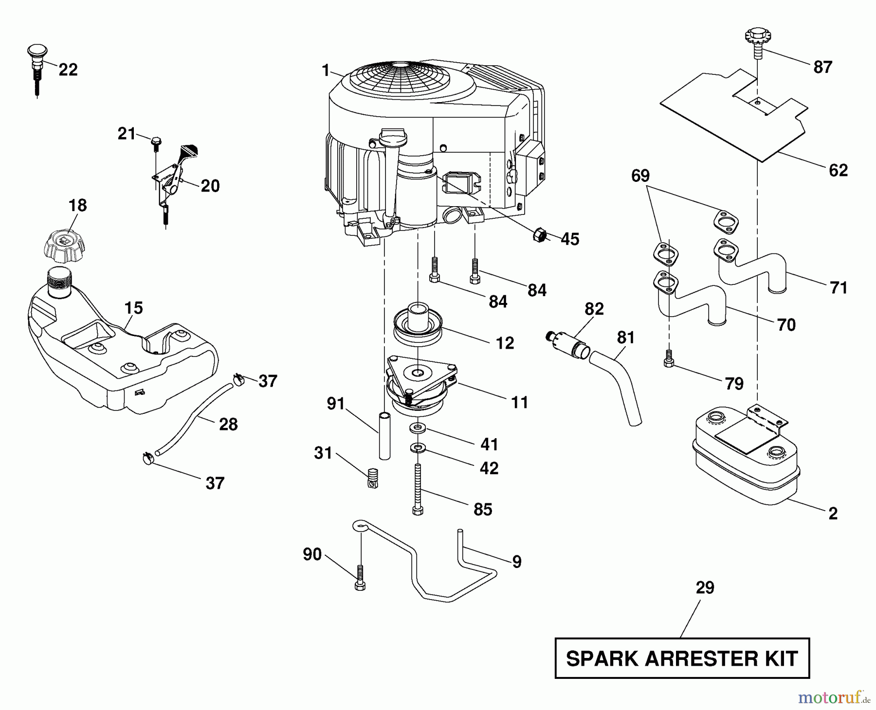  Husqvarna Rasen und Garten Traktoren LGT 2654 (96045000700) - Husqvarna Lawn Tractor (2006-11 & After) Engine