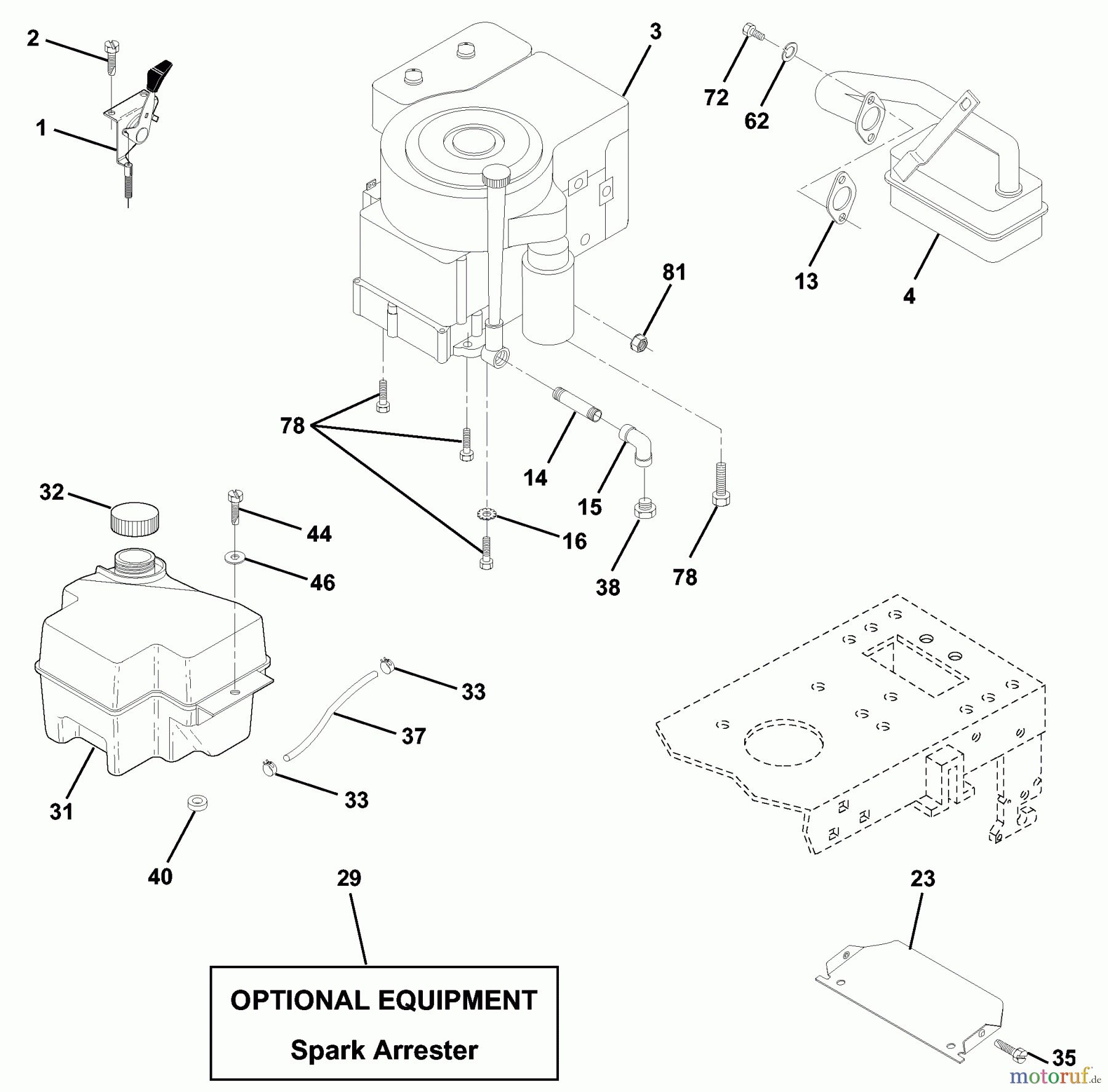 Husqvarna Rasen und Garten Traktoren LT 120 (954140002A) - Husqvarna Lawn Tractor (1996-12 & After) Engine