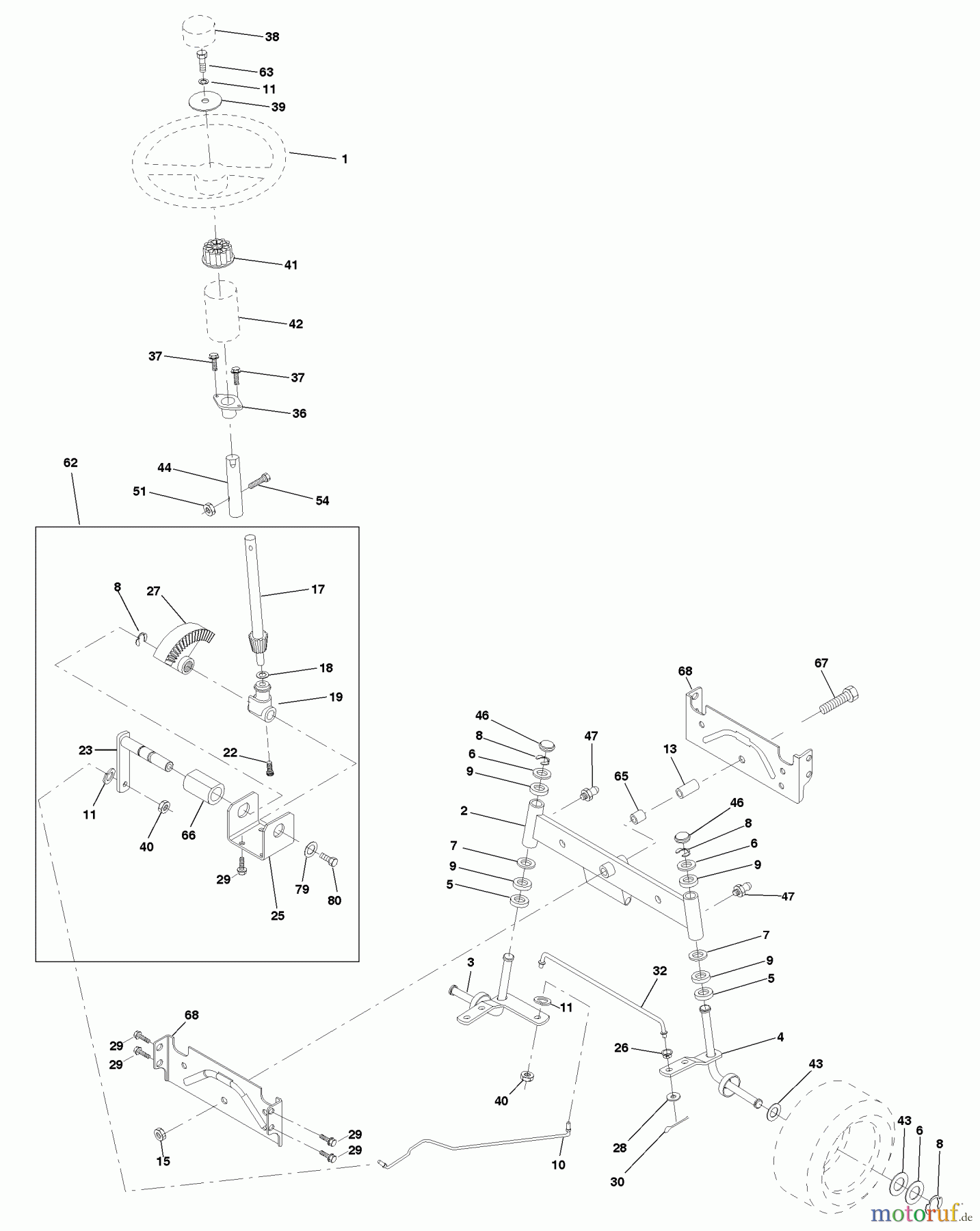 Husqvarna Rasen und Garten Traktoren LT 120 (954140047) (HCLT120A) - Husqvarna Lawn Tractor (1998-01 & After) Steering Assembly