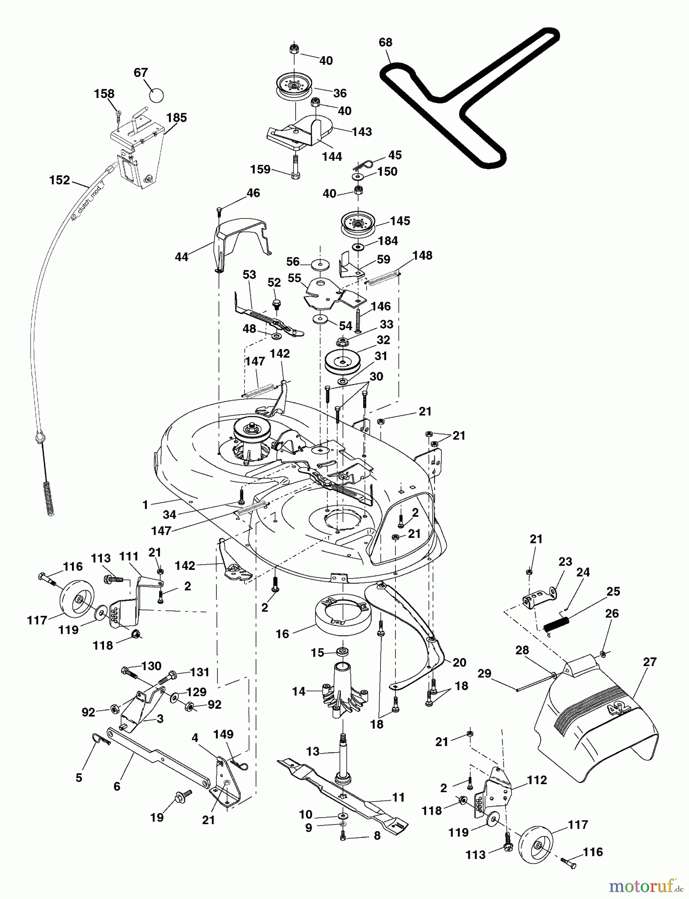 Husqvarna Rasen und Garten Traktoren LT 18542 (96013000400) - Husqvarna Lawn Tractor (2006-03 & After) Mower Deck