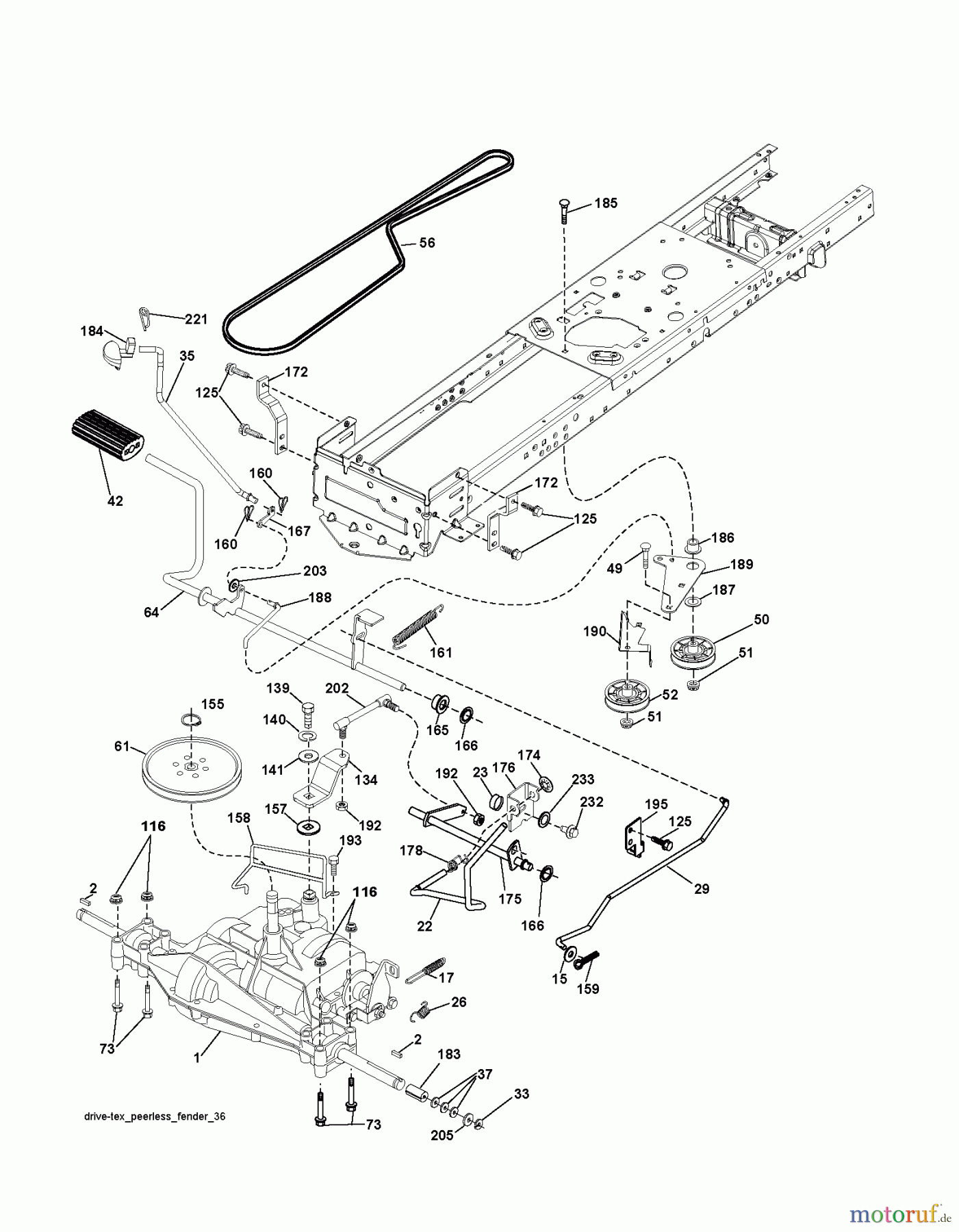  Husqvarna Rasen und Garten Traktoren LT 19538R (96041028201) - Husqvarna Lawn Tractor (2013-05) DRIVE