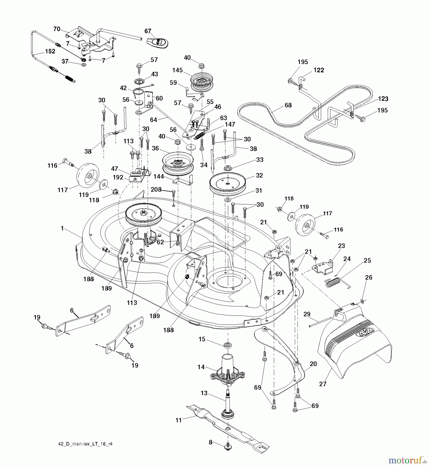  Jonsered Rasen  und Garten Traktoren LT2223 A2 (96041014402) - Jonsered Lawn & Garden Tractor (2011-02) MOWER DECK / CUTTING DECK