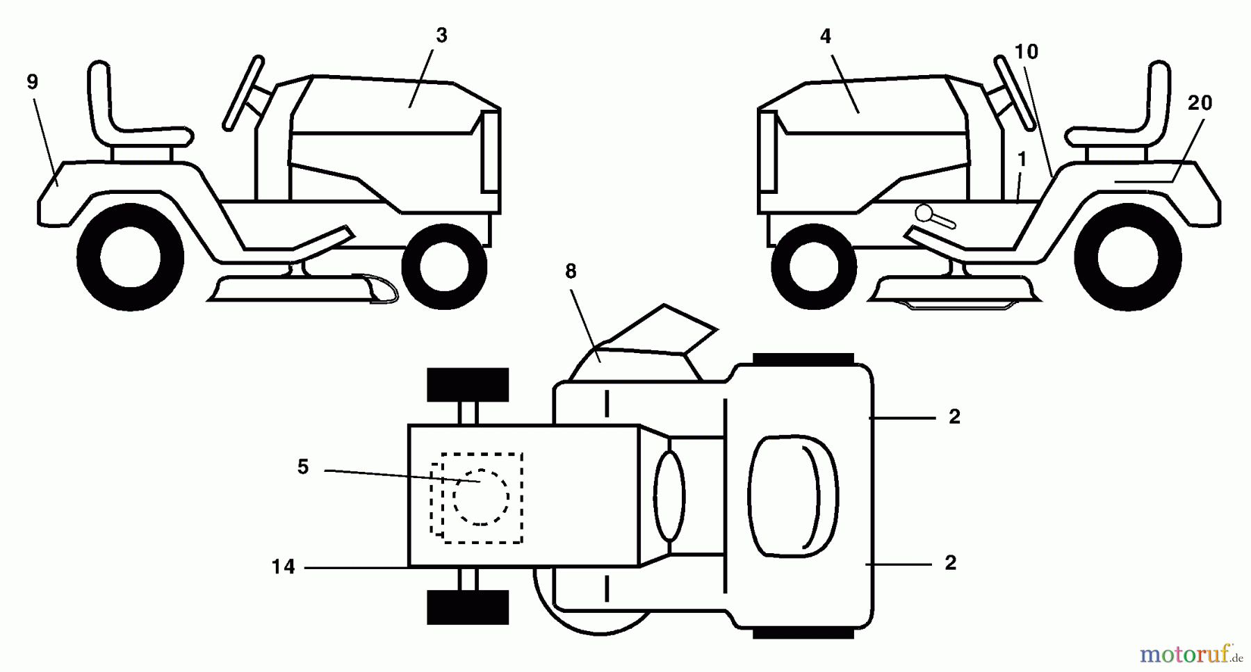  Husqvarna Rasen und Garten Traktoren LTH 1342C (954567031) - Husqvarna Lawn Tractor (2001-11 & After) Decals