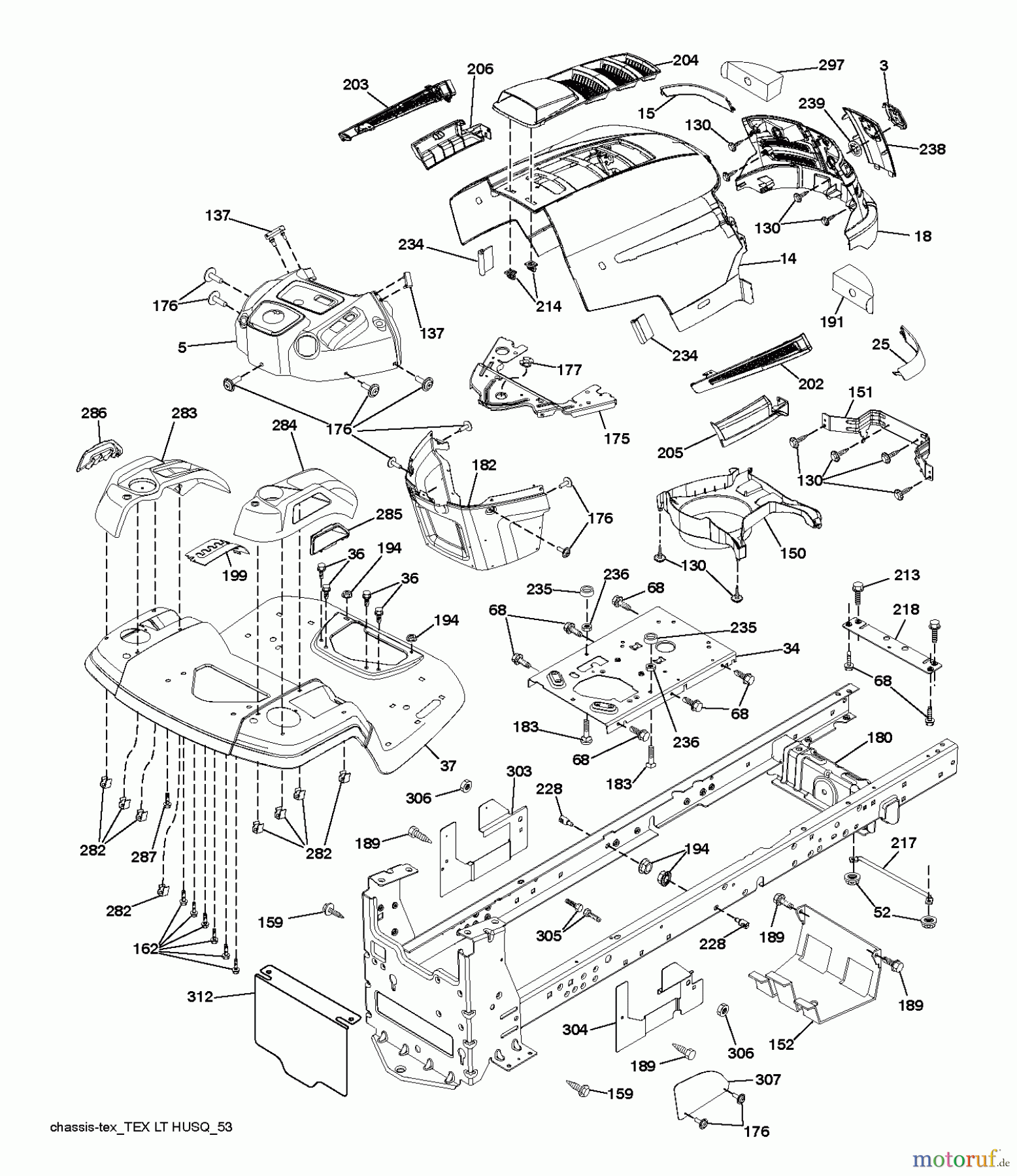 Husqvarna Rasen und Garten Traktoren LTH 174 (96041024500) - Husqvarna Lawn Tractor (2011-12 & After) CHASSIS ENCLOSURES