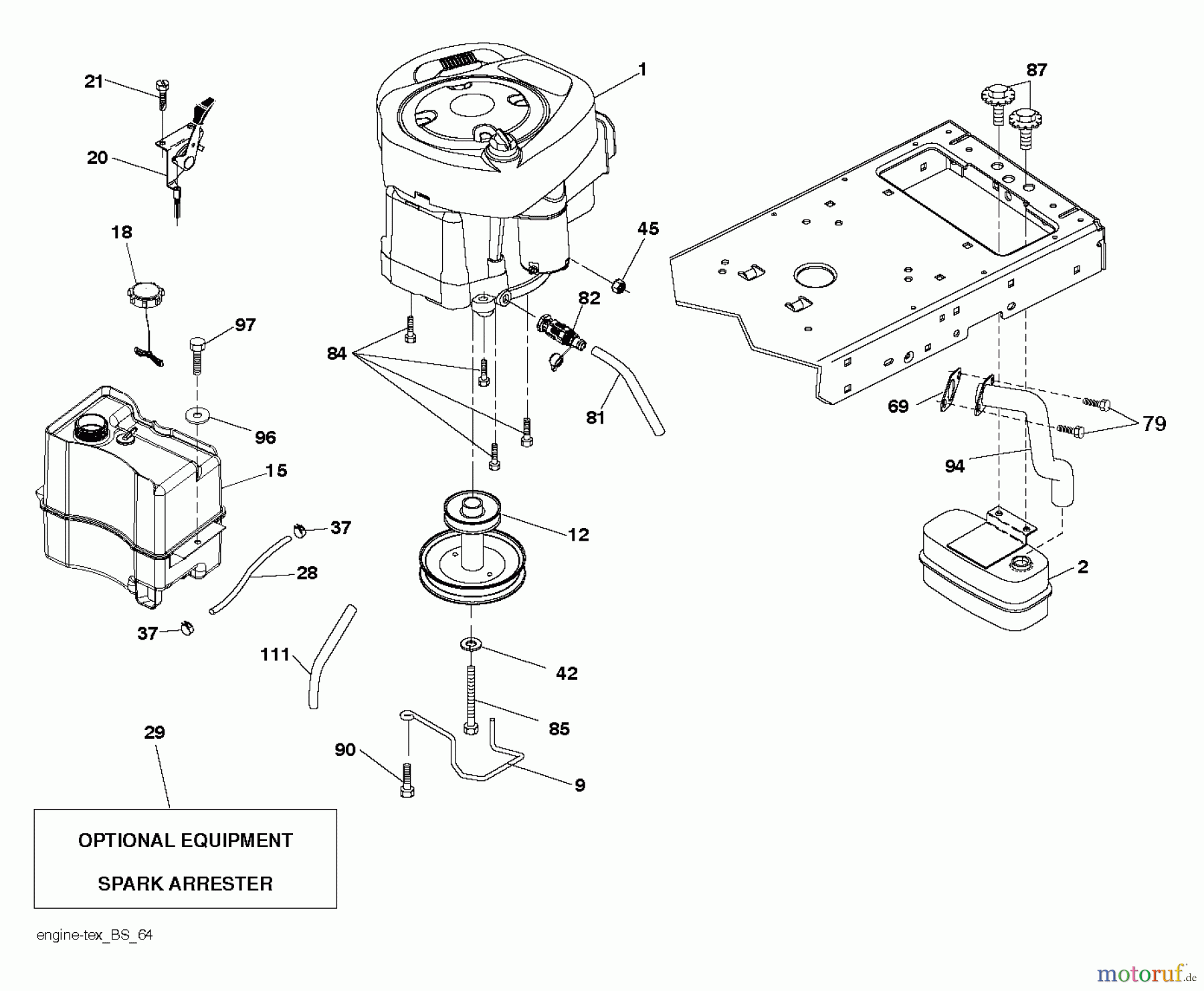  Husqvarna Rasen und Garten Traktoren LTH 2038 (96043014500) - Husqvarna Lawn Tractor (2012-08 & After) ENGINE