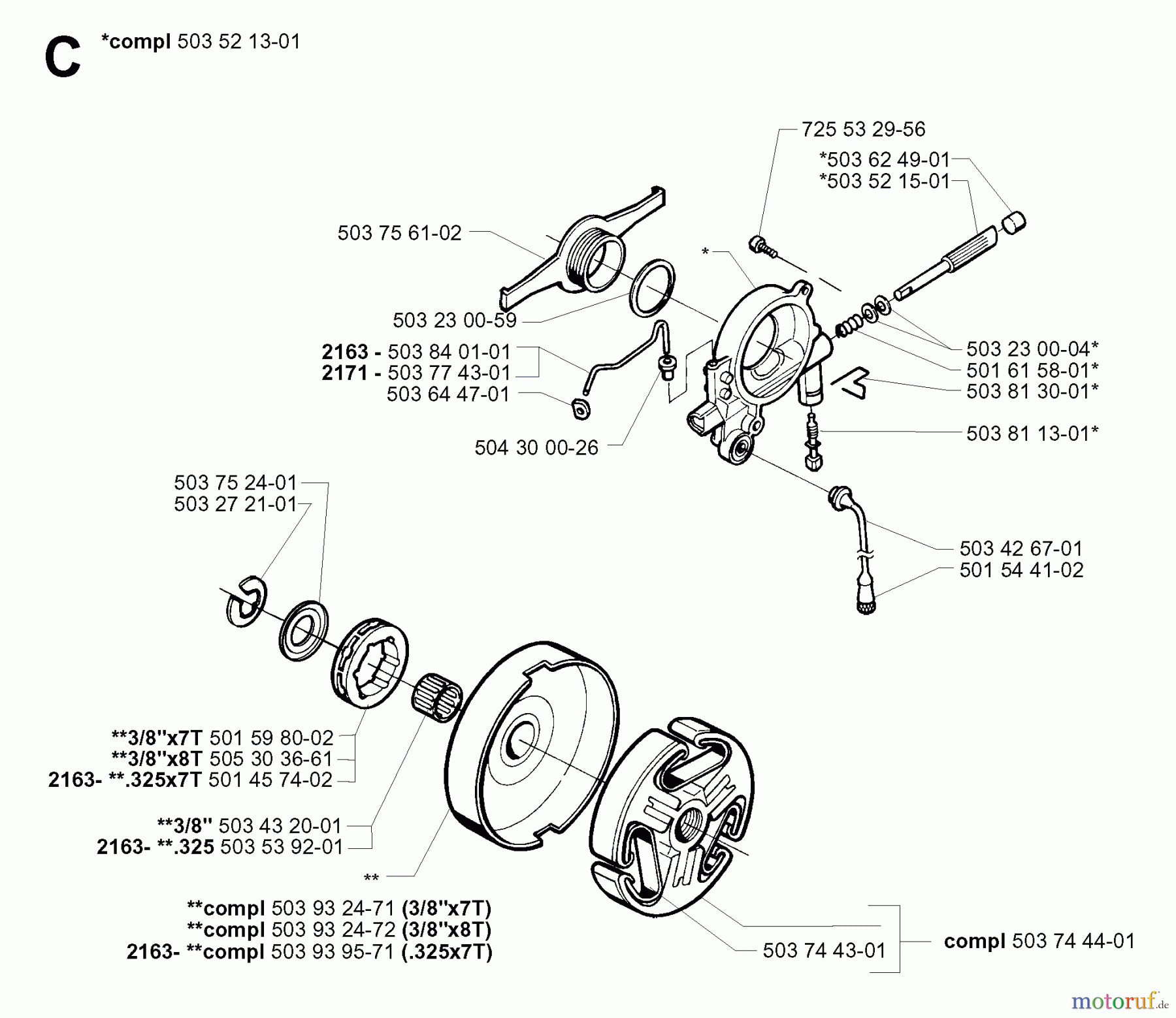  Jonsered Motorsägen 2163 EPA - Jonsered Chainsaw (2001-10) CLUTCH OIL PUMP