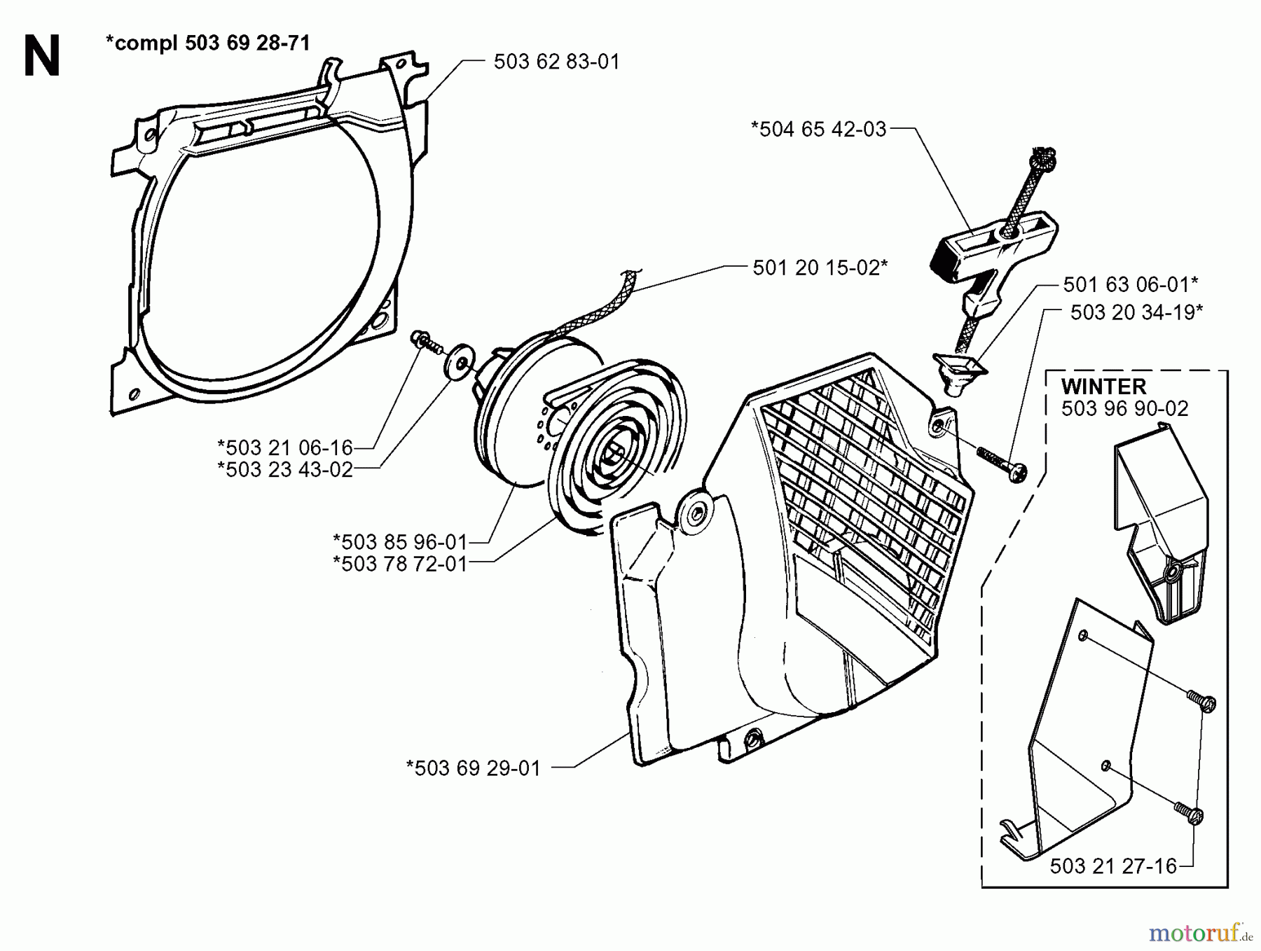 Jonsered Motorsägen 2165 - Jonsered Chainsaw (2000-04) STARTER