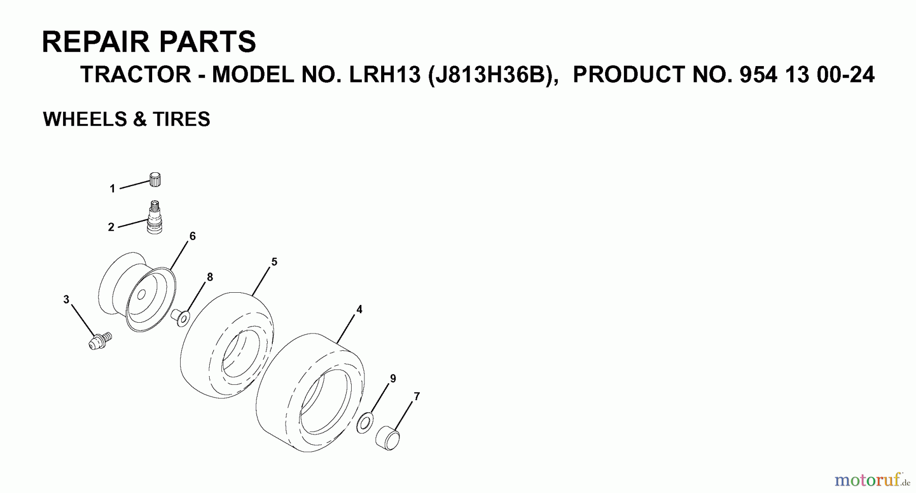 Jonsered Rasen und Garten Traktoren LRH13 (J813H36B, 954130024) - Jonsered Lawn & Garden Tractor (1998-12) WHEELS TIRES