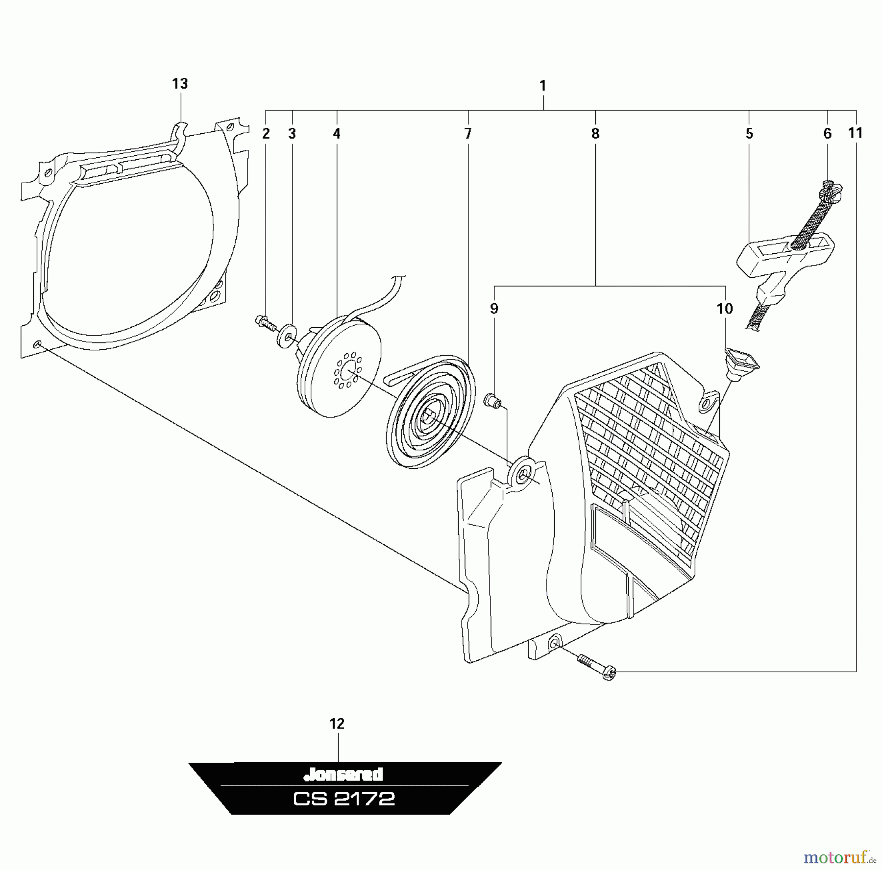  Jonsered Motorsägen CS2172 - Jonsered Chainsaw (2010-08) STARTER