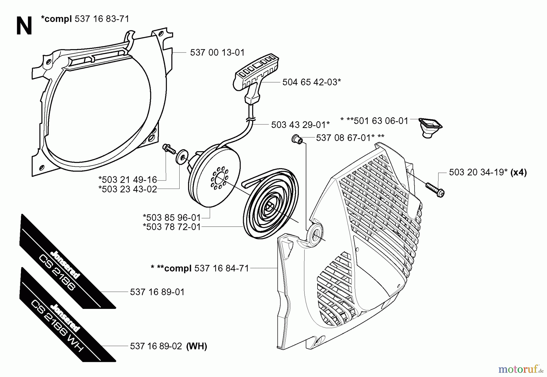 Jonsered Motorsägen CS2186 - Jonsered Chainsaw (2005-03) STARTER