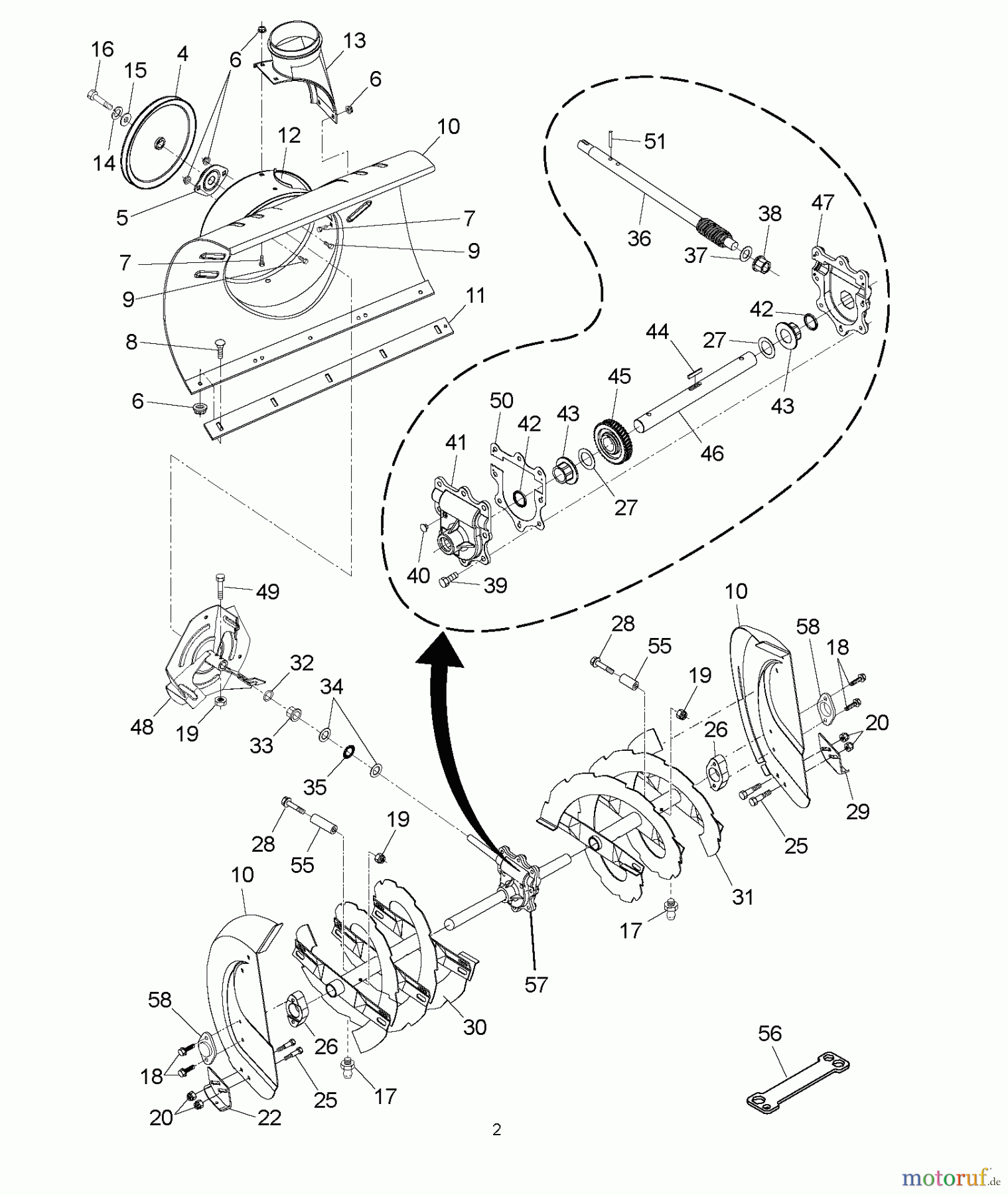 Jonsered Schneefräsen ST 2106 (96191001201) - Jonsered Snow Thrower (2007-01) AUGER HOUSING IMPELLER