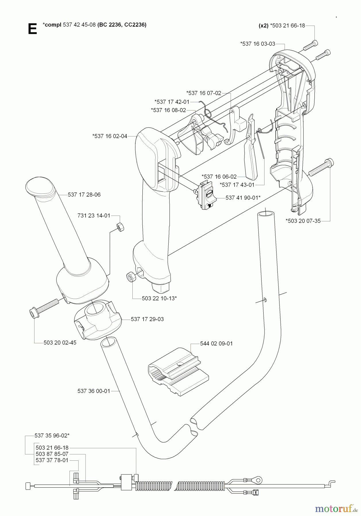  Jonsered Motorsensen, Trimmer CC2236 - Jonsered String/Brush Trimmer (2008-09) HANDLE CONTROLS