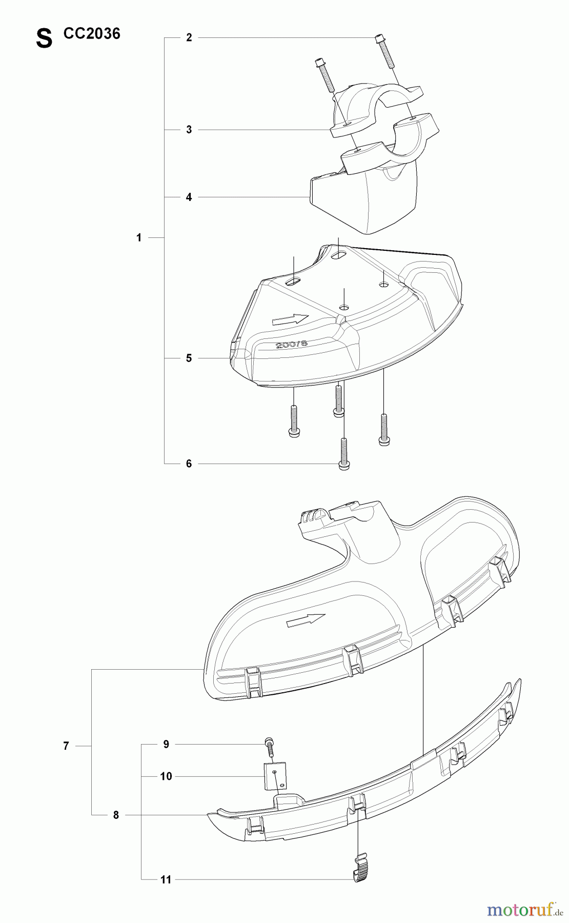Jonsered Motorsensen, Trimmer CC2036 - Jonsered String/Brush Trimmer (2008-08) GUARDS