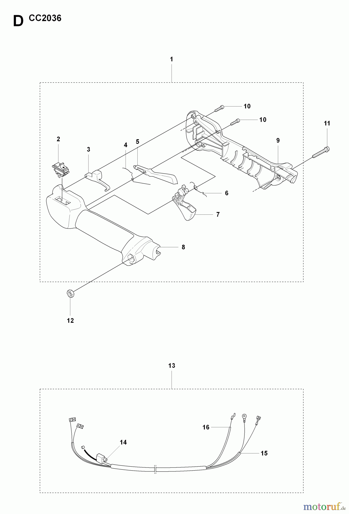  Jonsered Motorsensen, Trimmer CC2036 - Jonsered String/Brush Trimmer (2008-08) HANDLE CONTROLS