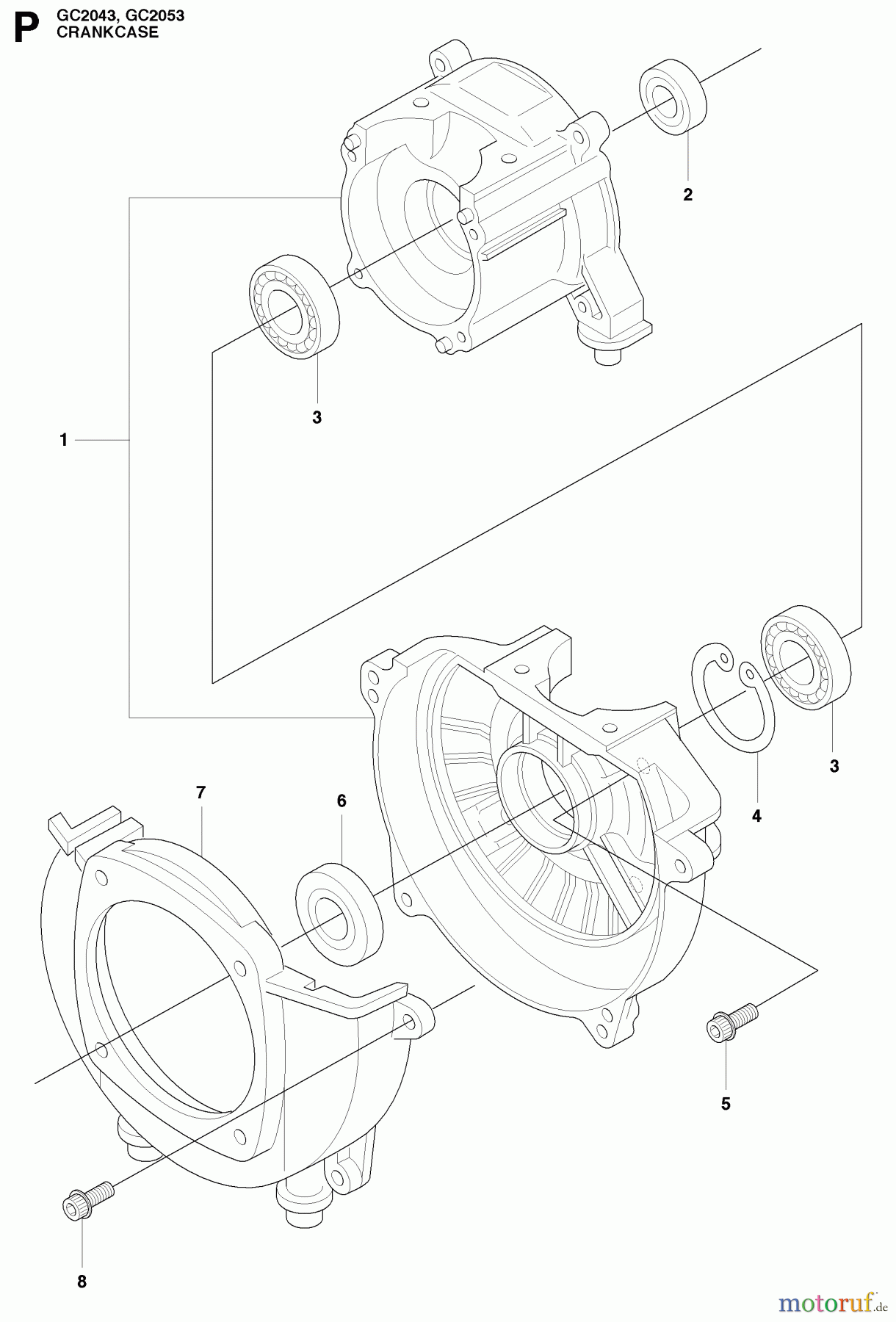 Jonsered Motorsensen, Trimmer GC2053 - Jonsered String/Brush Trimmer (2009-05) CRANKCASE