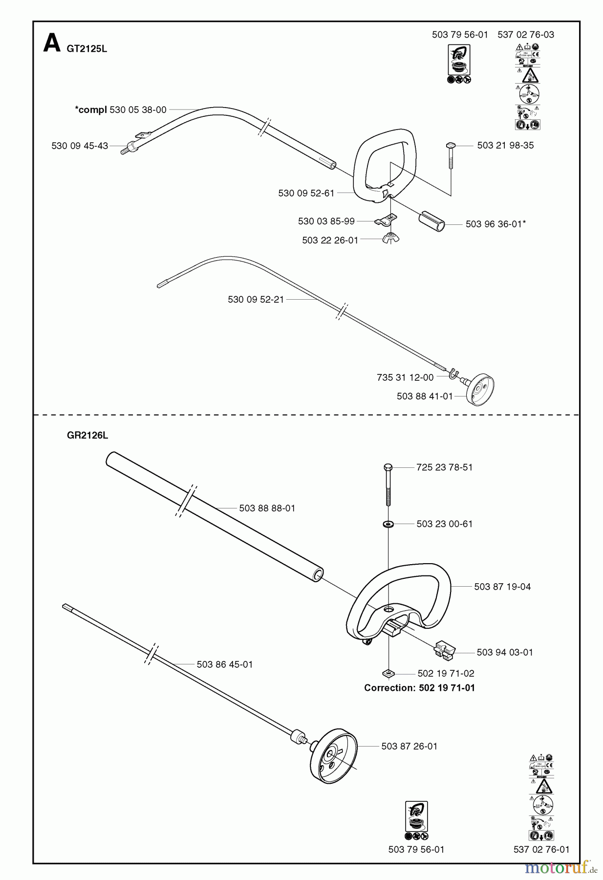 Jonsered Motorsensen, Trimmer GT26 - Jonsered String/Brush Trimmer (1997-05) SHAFT HANDLE #1