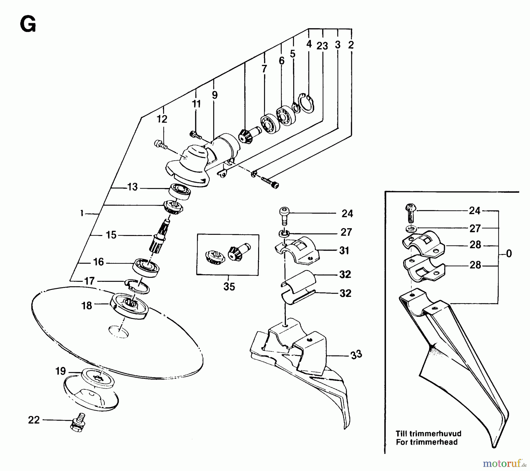 Jonsered Motorsensen, Trimmer GR24L - Jonsered String/Brush Trimmer (1993-02) BEVEL GEAR