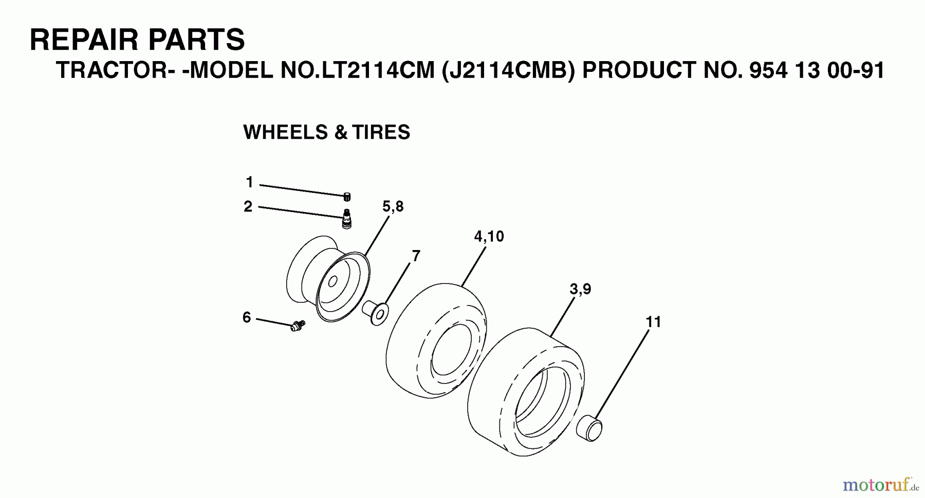  Jonsered Rasen  und Garten Traktoren LT2114 CM (J2114CMB, 954130091) - Jonsered Lawn & Garden Tractor (2003-05) WHEELS TIRES