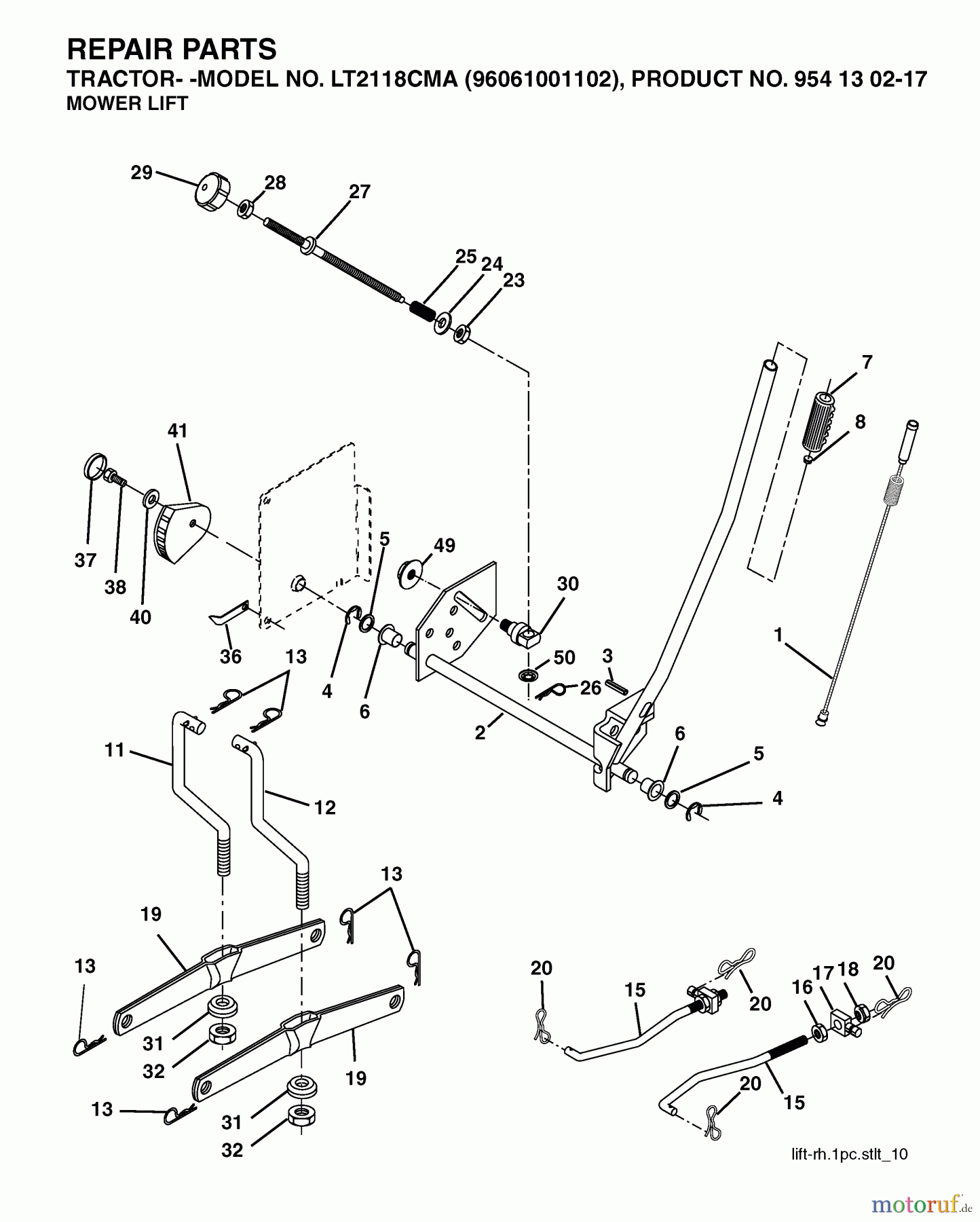  Jonsered Rasen  und Garten Traktoren LT2118 CMA (96061001102) - Jonsered Lawn & Garden Tractor (2005-05) MOWER LIFT / DECK LIFT