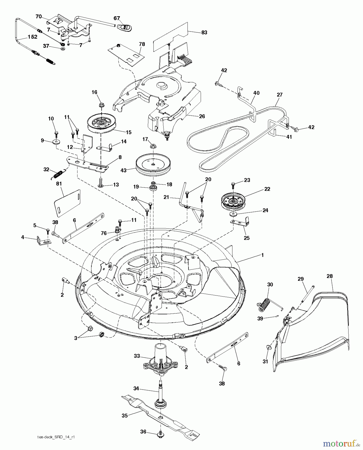 Jonsered Rasen und Garten Traktoren LT2213 (96041008703) - Jonsered Lawn & Garden Tractor (2012-08) MOWER DECK / CUTTING DECK