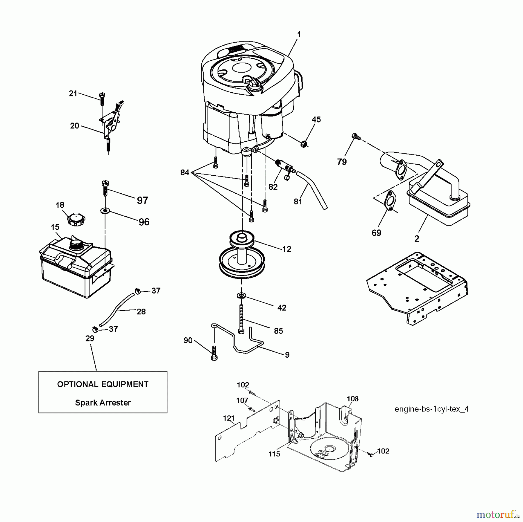  Jonsered Rasen  und Garten Traktoren LT2213 A (96041008800) - Jonsered Lawn & Garden Tractor (2009-02) ENGINE