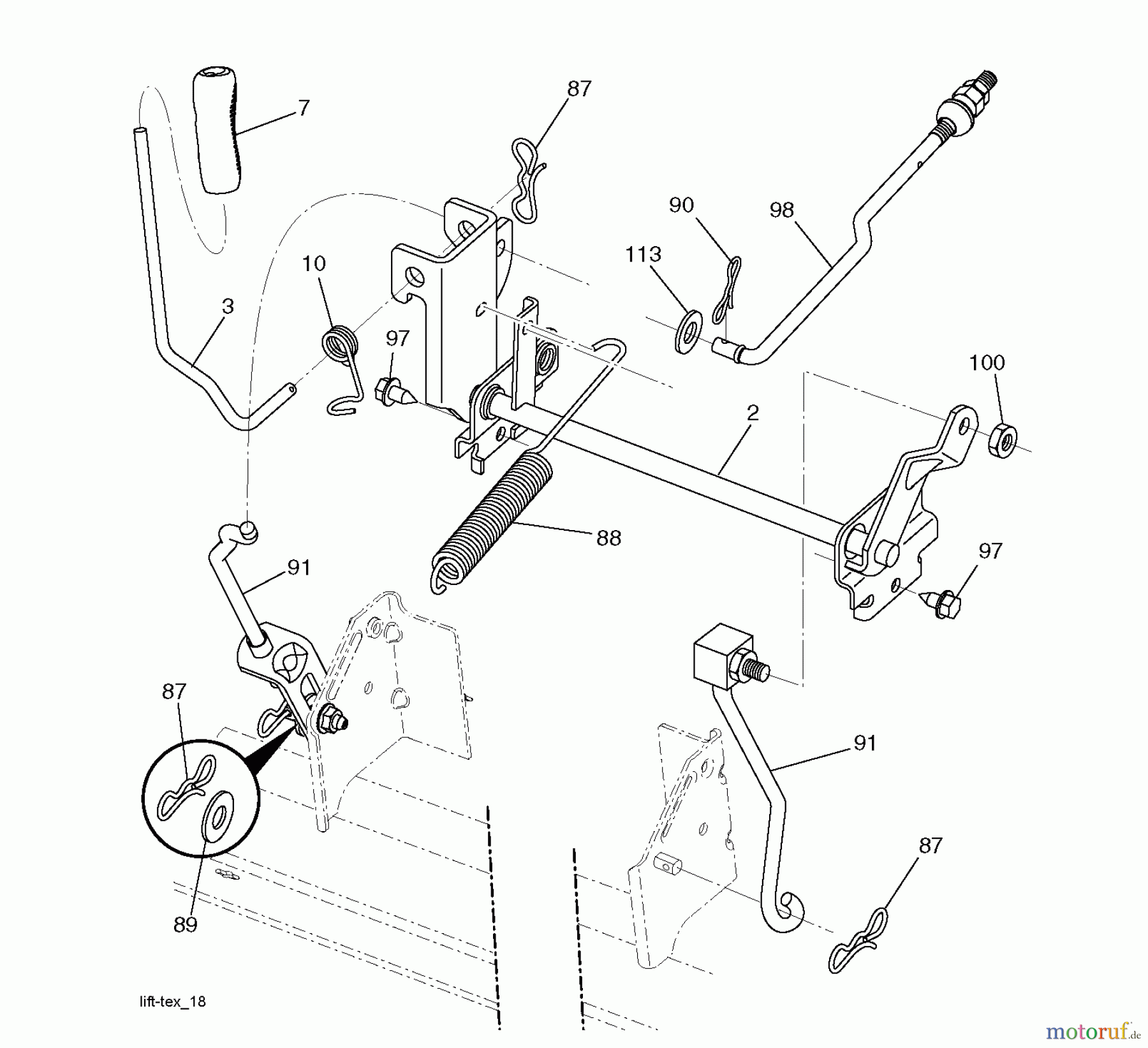  Jonsered Rasen  und Garten Traktoren LT2213 C (96041008900) - Jonsered Lawn & Garden Tractor (2009-02) MOWER LIFT / DECK LIFT