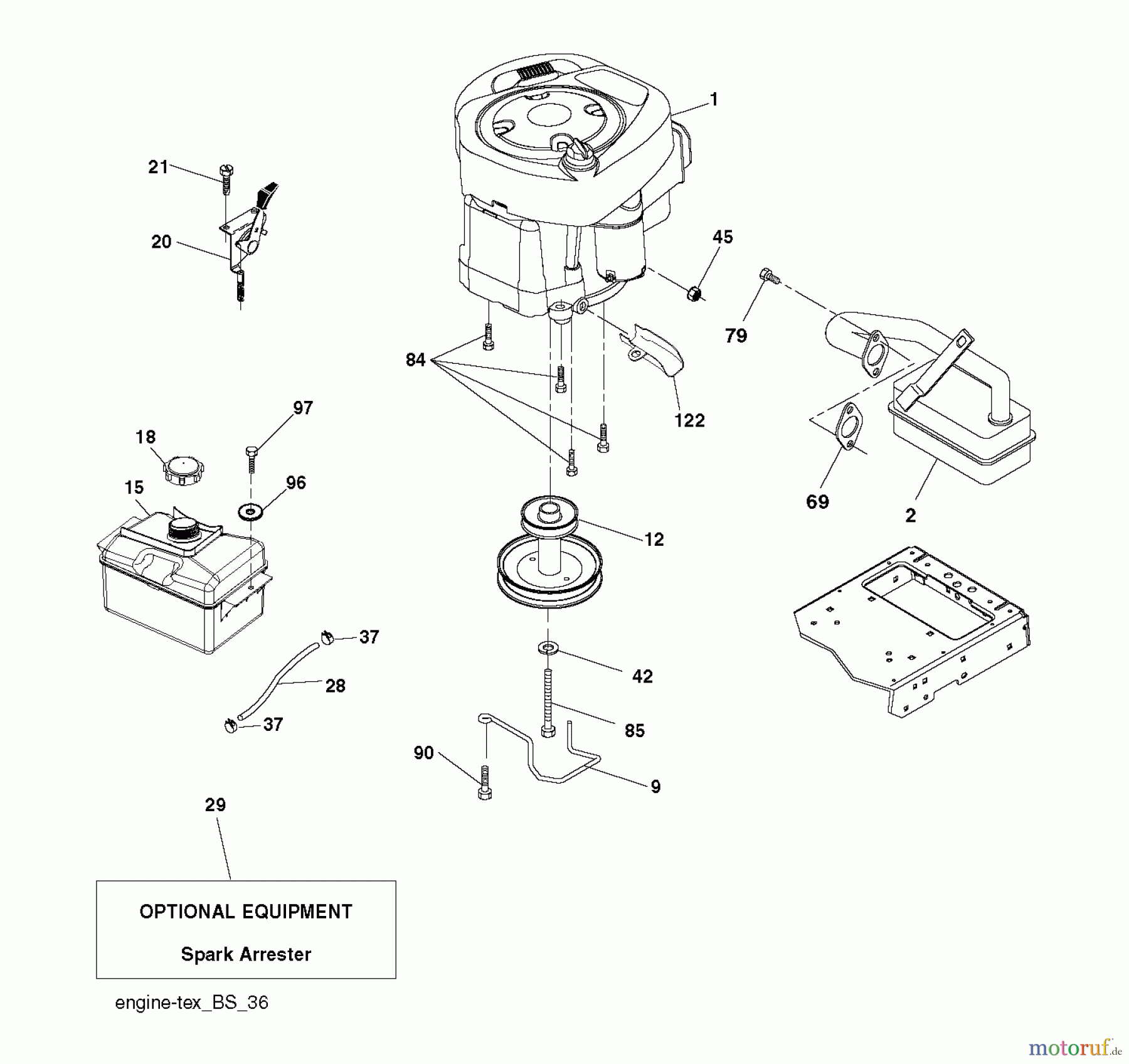  Jonsered Rasen  und Garten Traktoren LT2213 C (96051000901) - Jonsered Lawn & Garden Tractor (2011-08) ENGINE