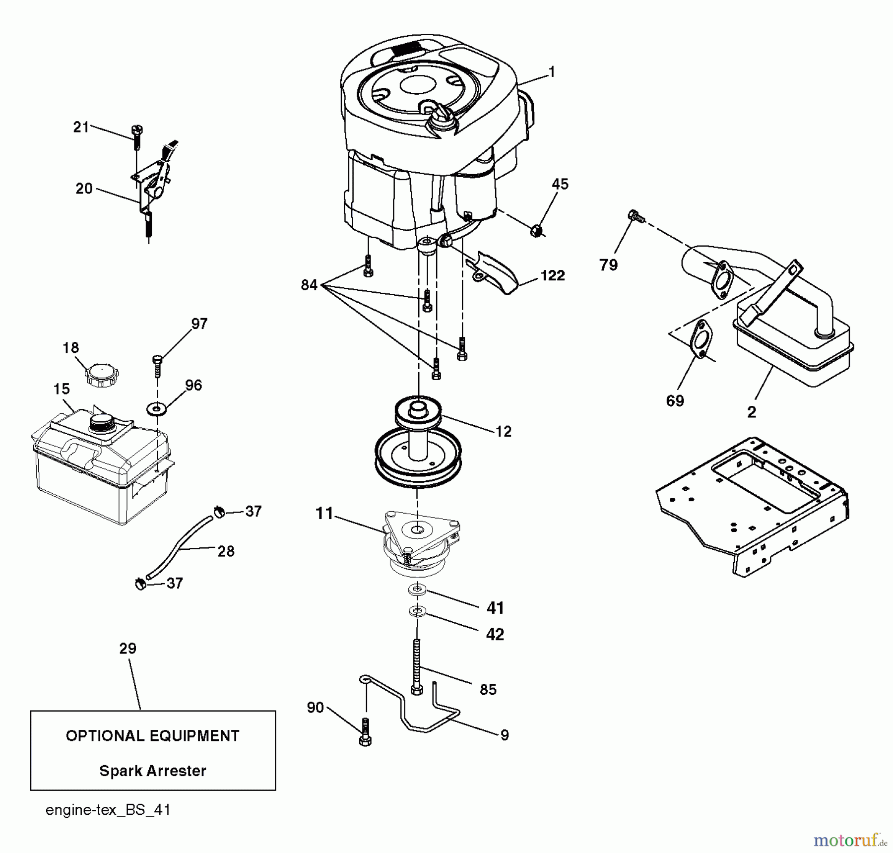  Jonsered Rasen  und Garten Traktoren LT2213 CA (96051001000) - Jonsered Lawn & Garden Tractor (2010-10) ENGINE