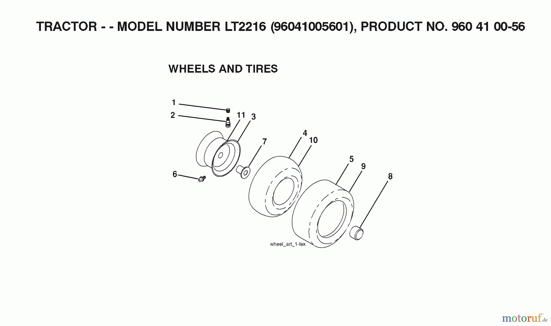 Jonsered Rasen und Garten Traktoren LT2216 (96041005601) - Jonsered Lawn & Garden Tractor (2007-04) WHEELS TIRES
