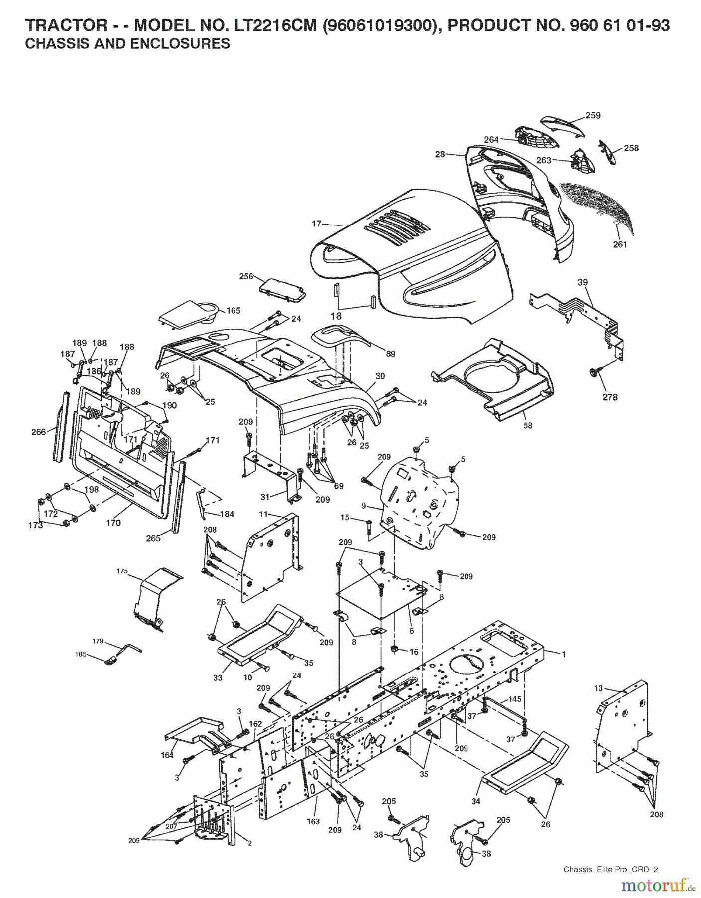  Jonsered Rasen  und Garten Traktoren LT2216 CM (96061019300) - Jonsered Lawn & Garden Tractor (2008-07) CHASSIS ENCLOSURES