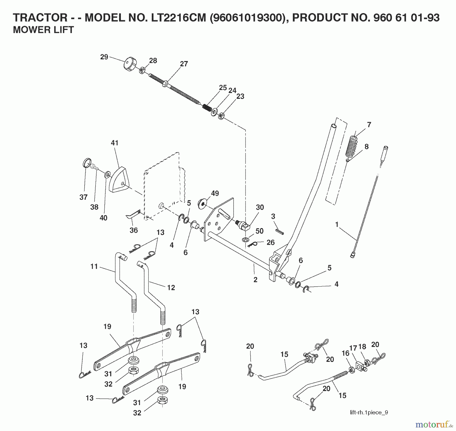  Jonsered Rasen  und Garten Traktoren LT2216 CM (96061019300) - Jonsered Lawn & Garden Tractor (2008-07) MOWER LIFT / DECK LIFT