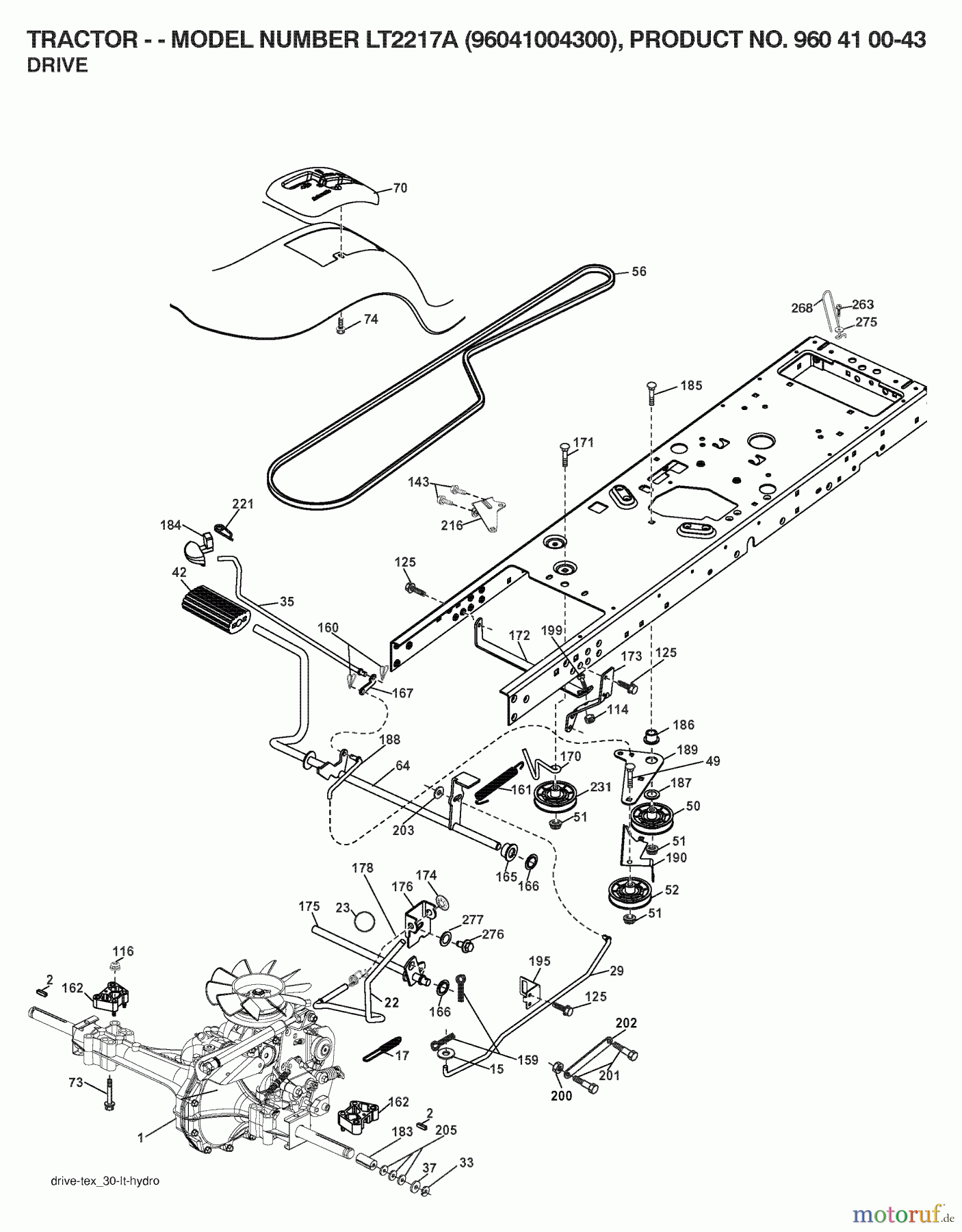  Jonsered Rasen  und Garten Traktoren LT2217 A (96041004300) - Jonsered Lawn & Garden Tractor (2007-04) DRIVE