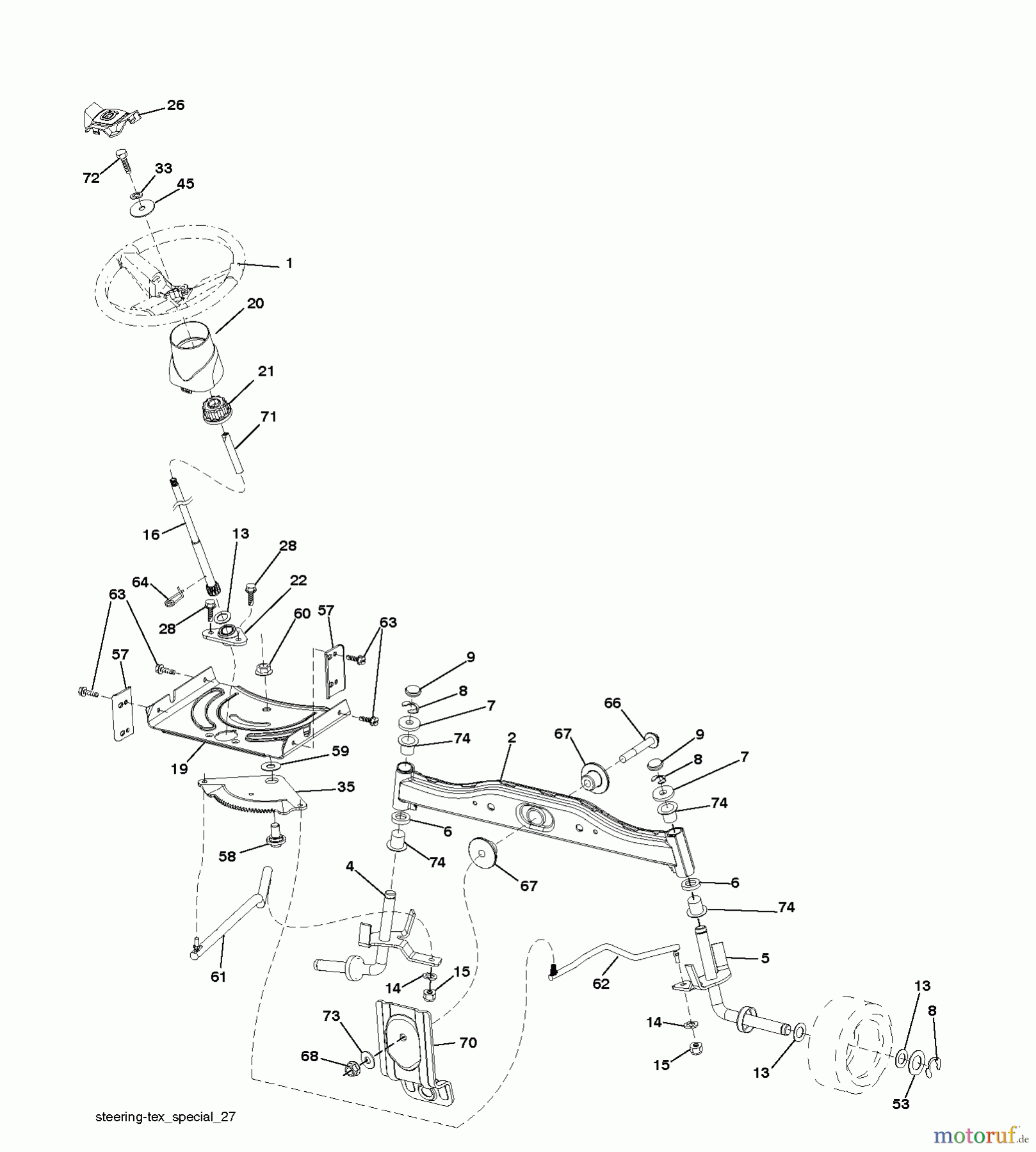 Jonsered Rasen und Garten Traktoren LT2217 A (96041010300) - Jonsered Lawn & Garden Tractor (2009-01) STEERING